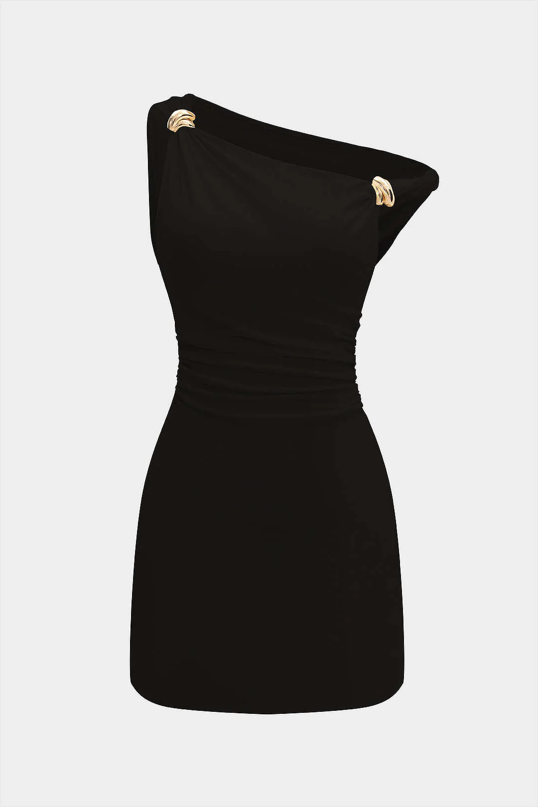 Metallic Decor Twist Knot Off Shoulder Sleeveless Mini Dress