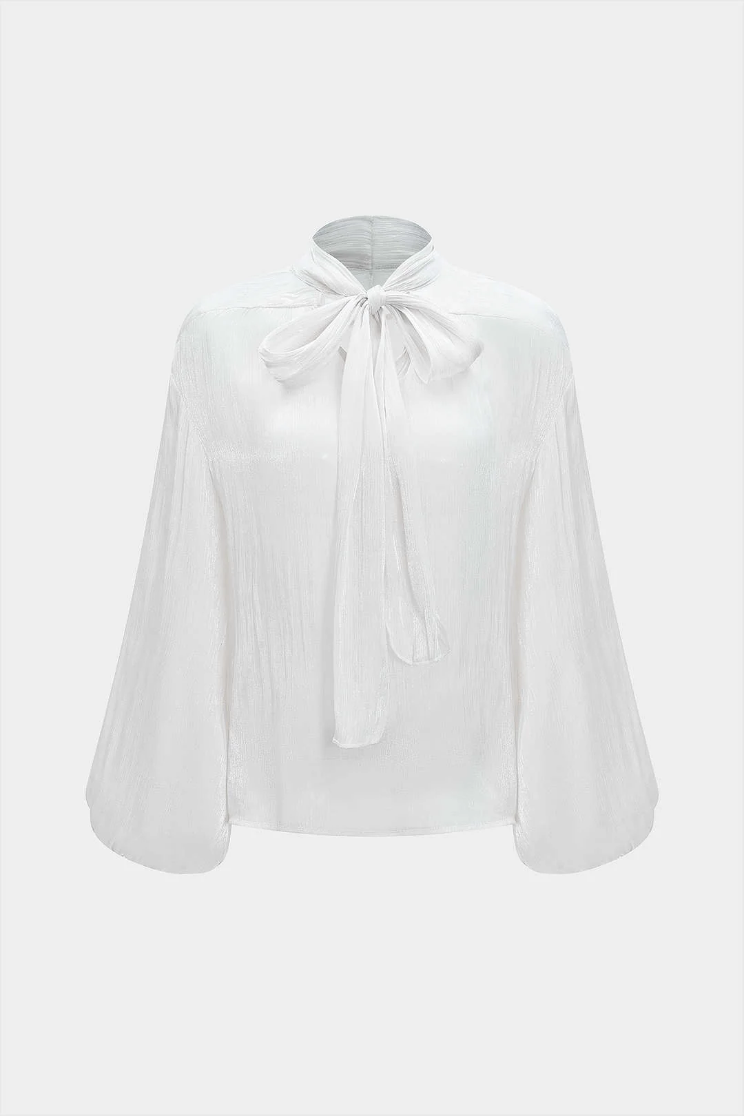 Bow Tie-Up Long-Sleeve Top And Ruched Mini Skirt Set