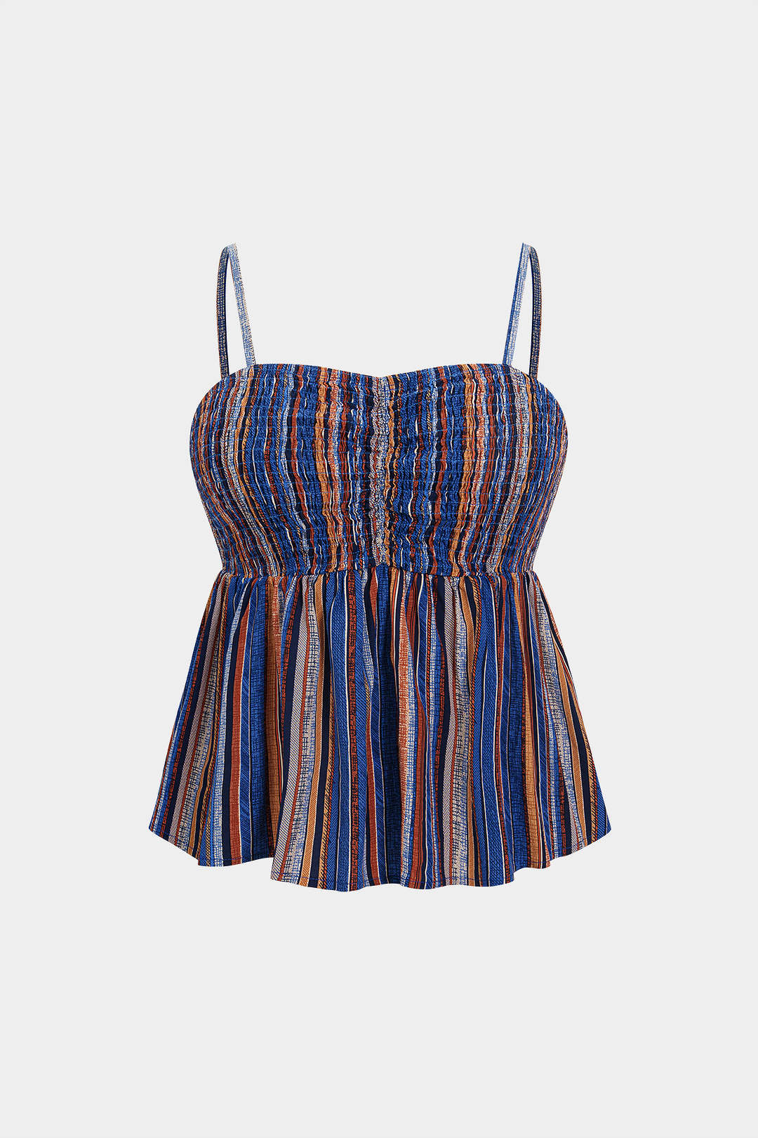 Plus Size Striped Shirred Slip Cami Top