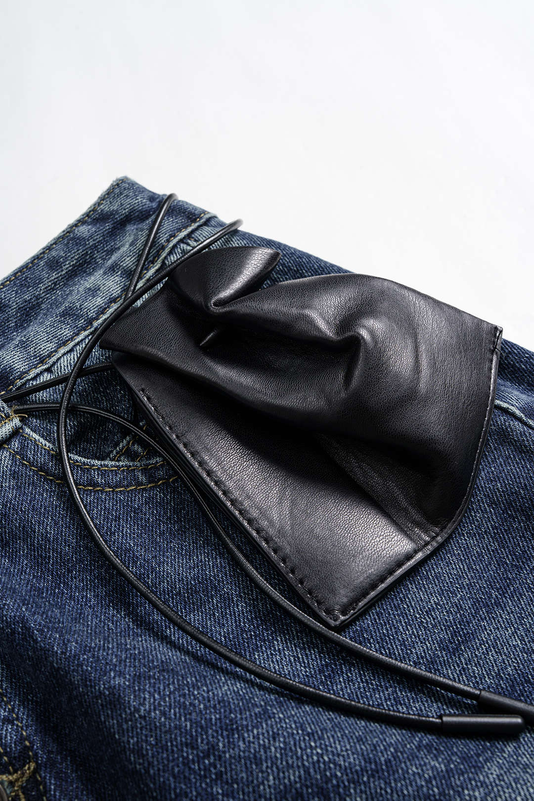 Denim Plaid Print Patchwork Asymmetrical Hem Skirt