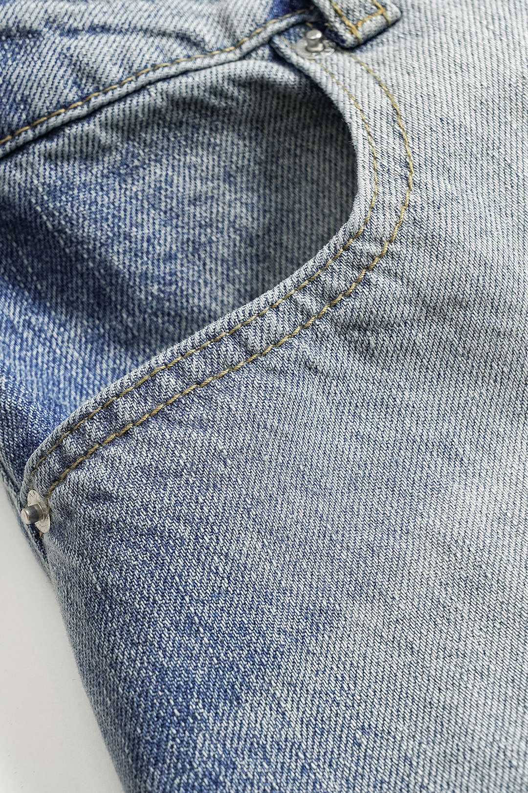 Washed Button Wide Leg Denim Jeans