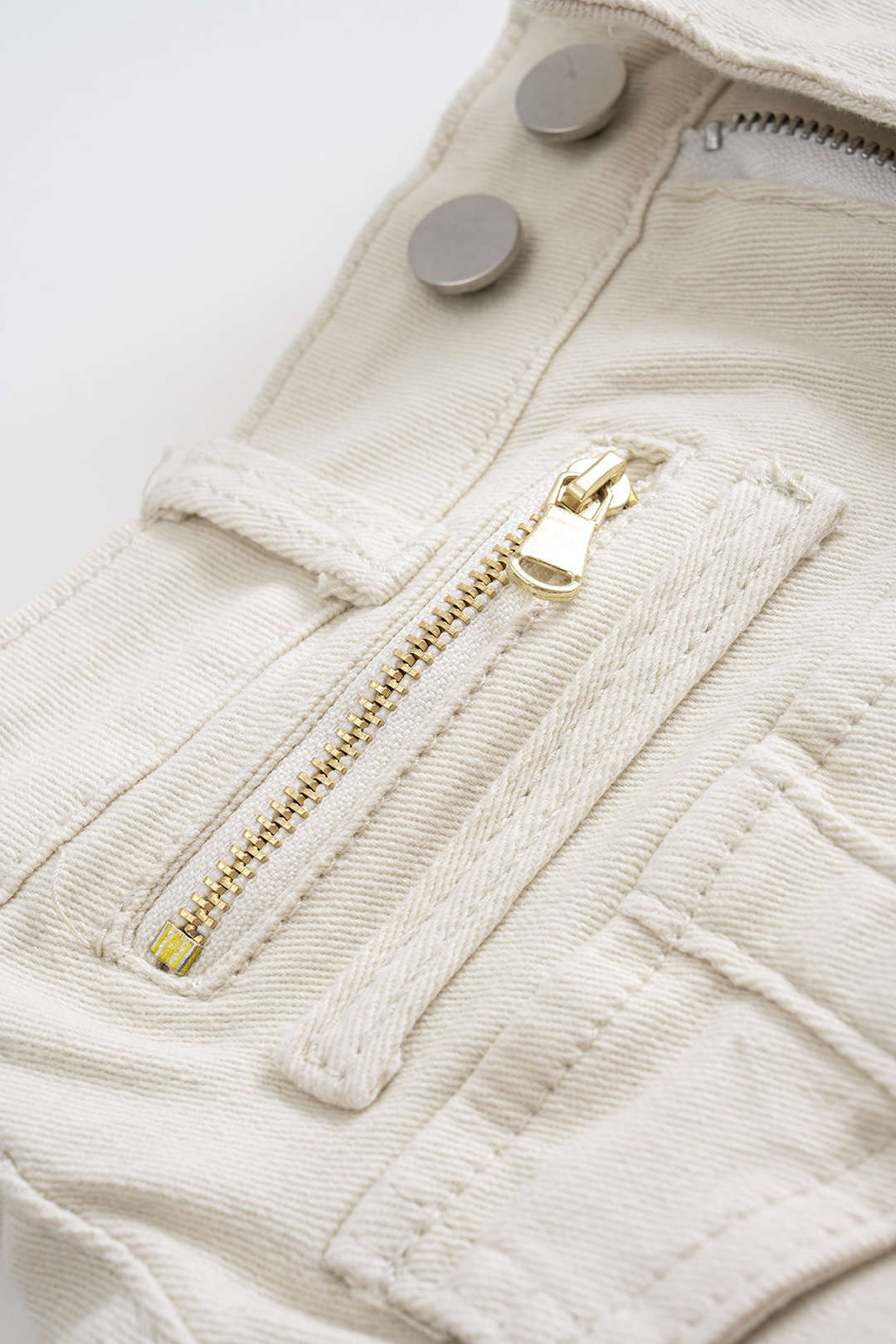 Denim Asymmetrical Zipper Pocket High Waist Shorts