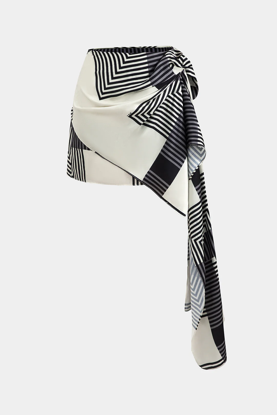Ruched Stripe Button Skirt