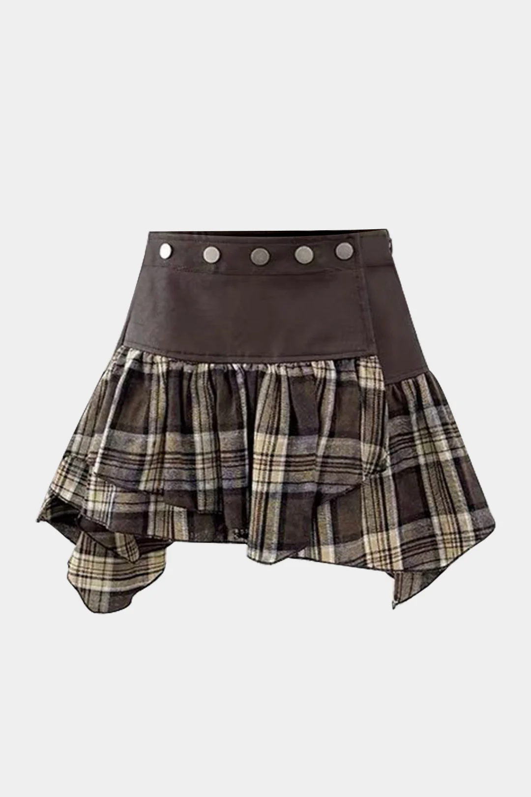 Plus Size Plaid Print Suede Patchwork Short Skirt