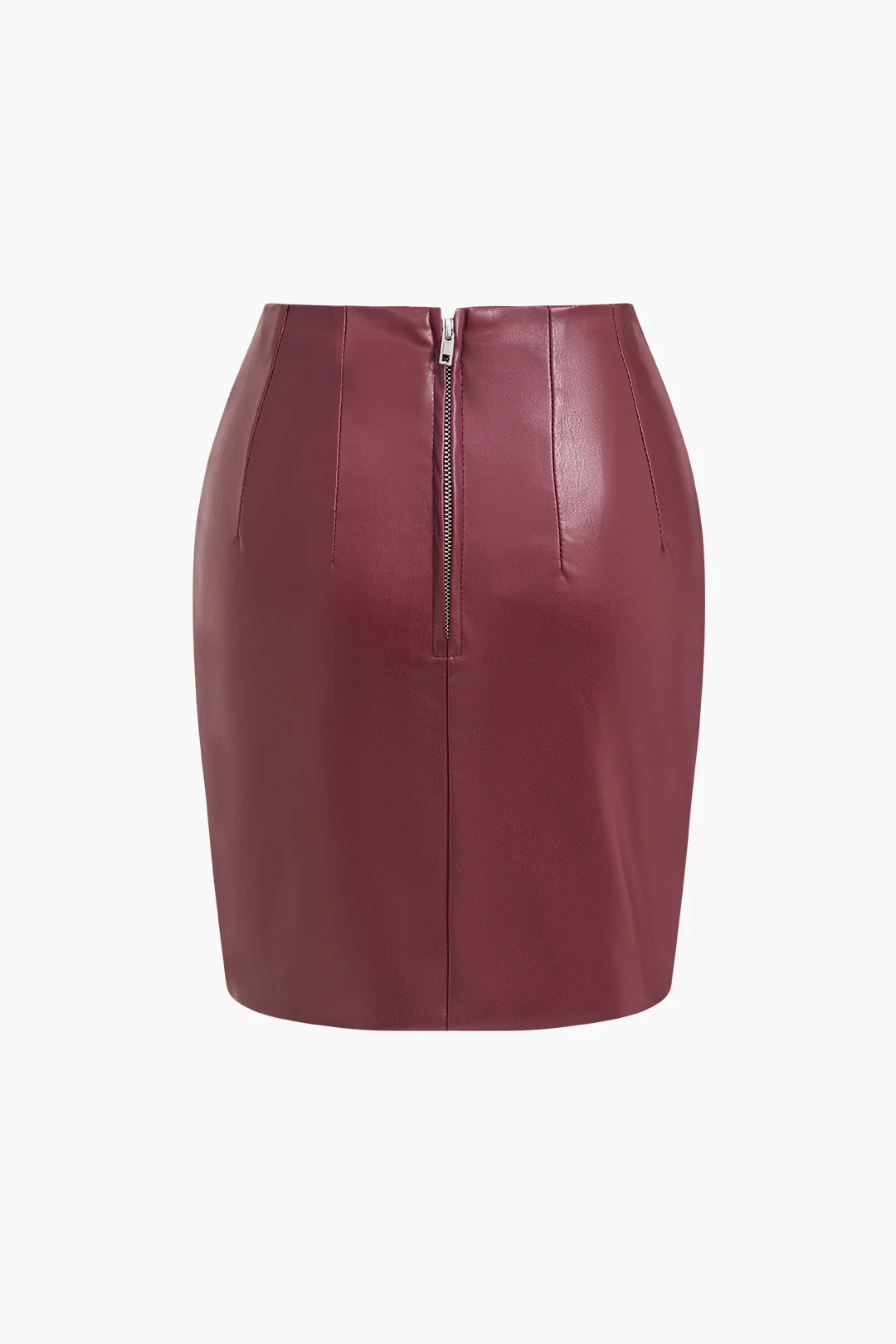 Solid Button Zipper Skirt Ensemble
