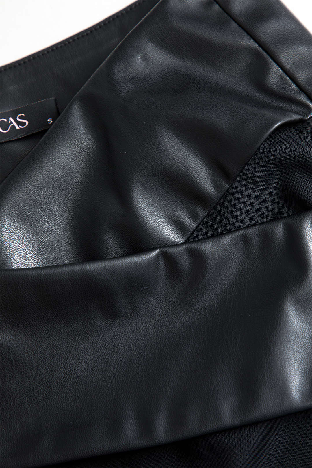 Solid Faux Leather Patchwork High-Waisted Crossed Pocket Pants