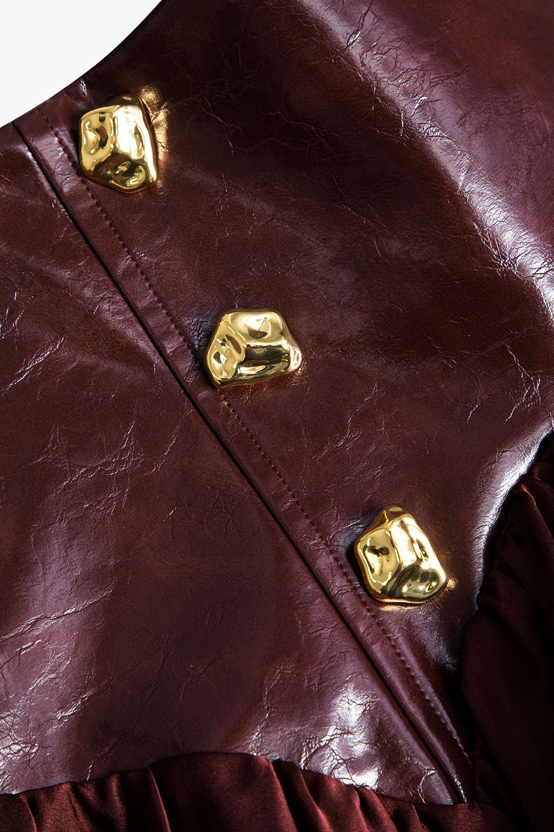 Artificial Leather Patchwork Skirt