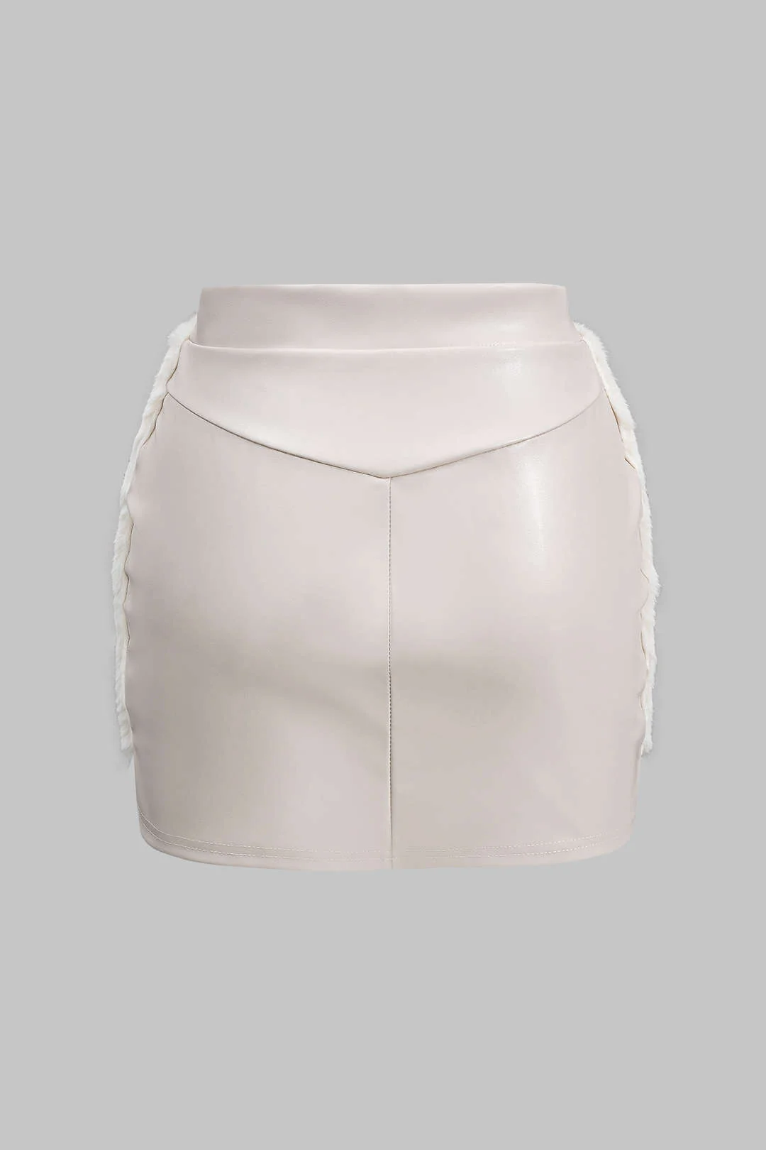 Faux Leather and Fur Patchwork Skirt Set