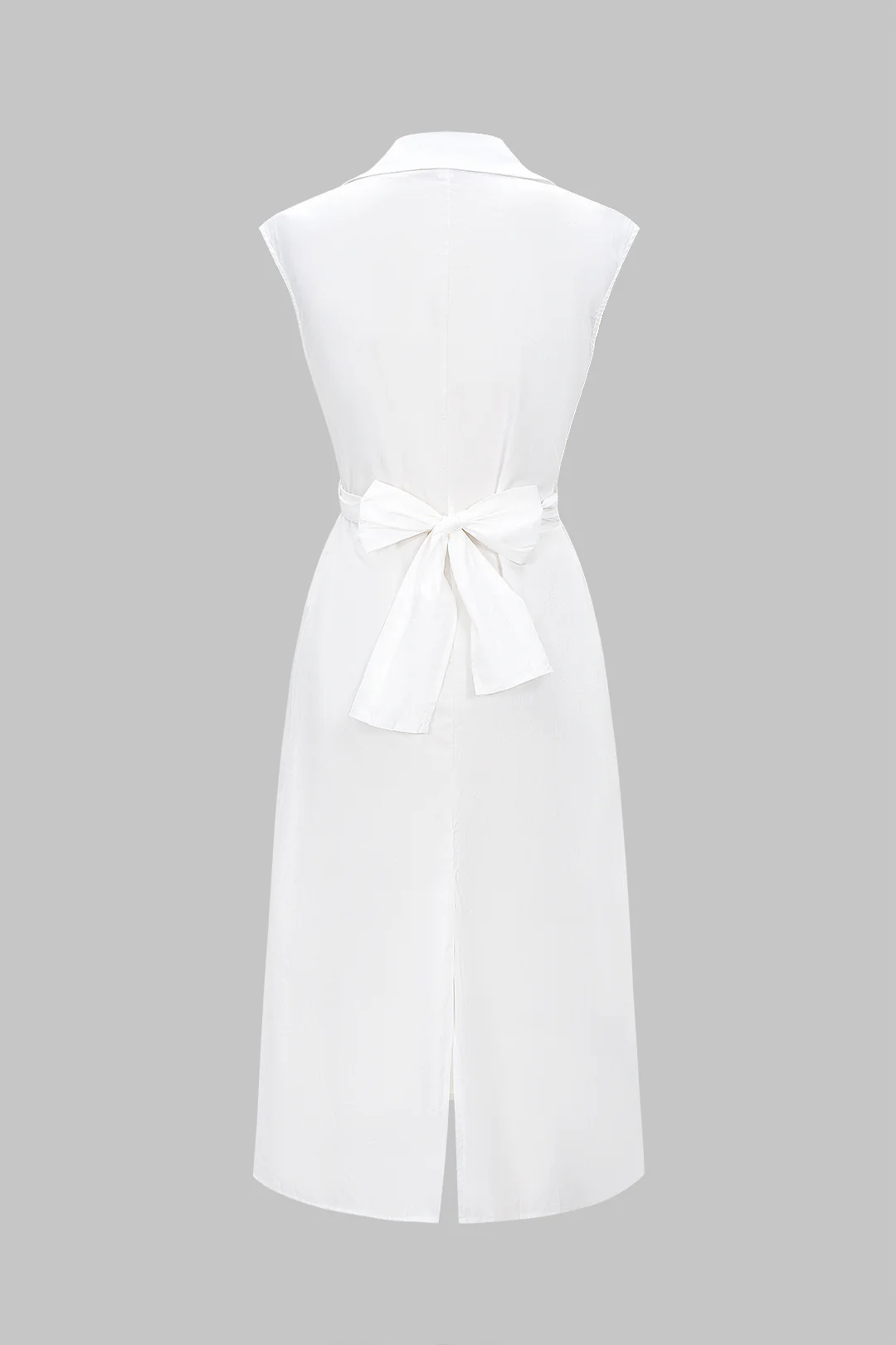 Cross Tie Front Button Sleeveless Long Dress