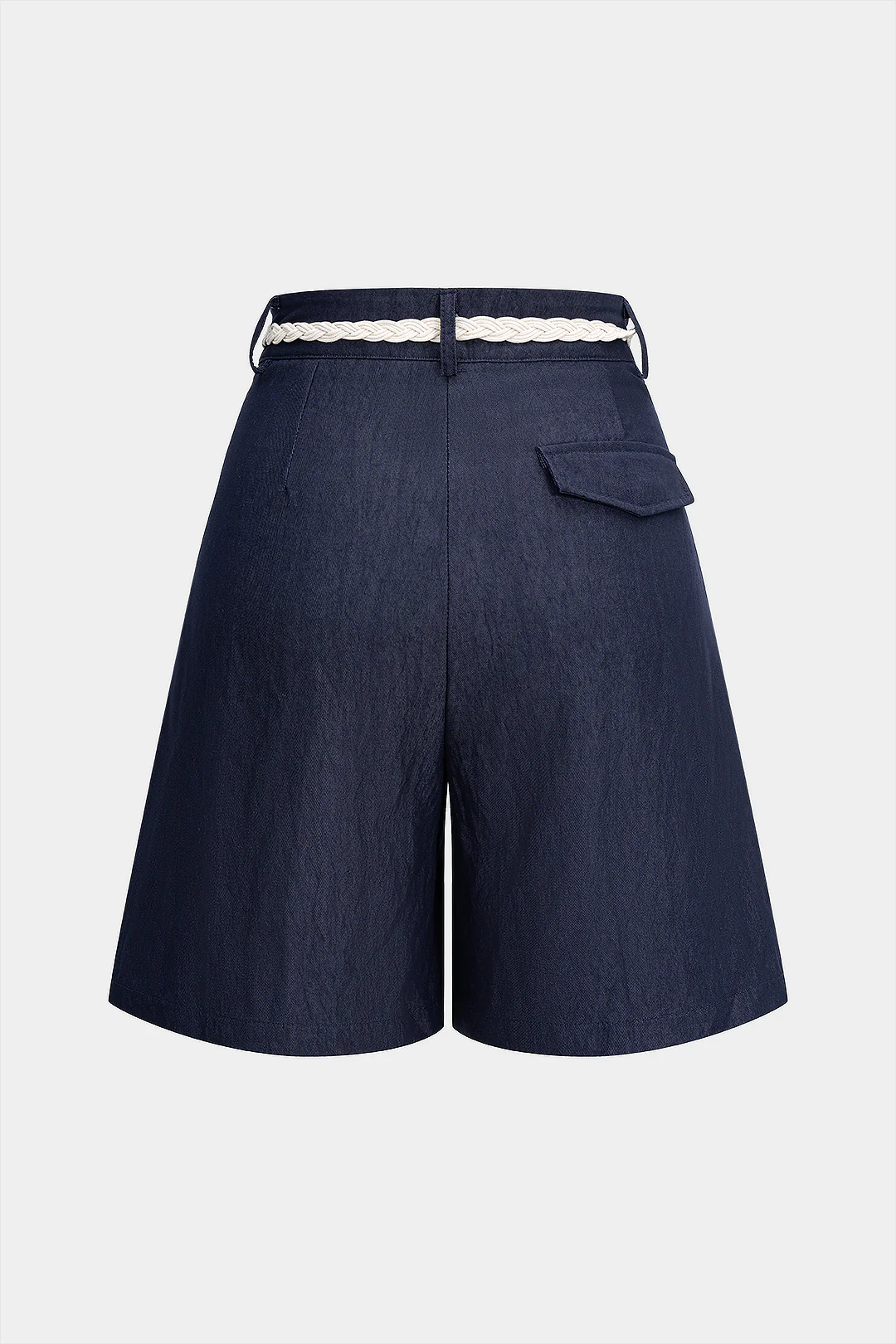 High Waist Ruched Belted Shorts