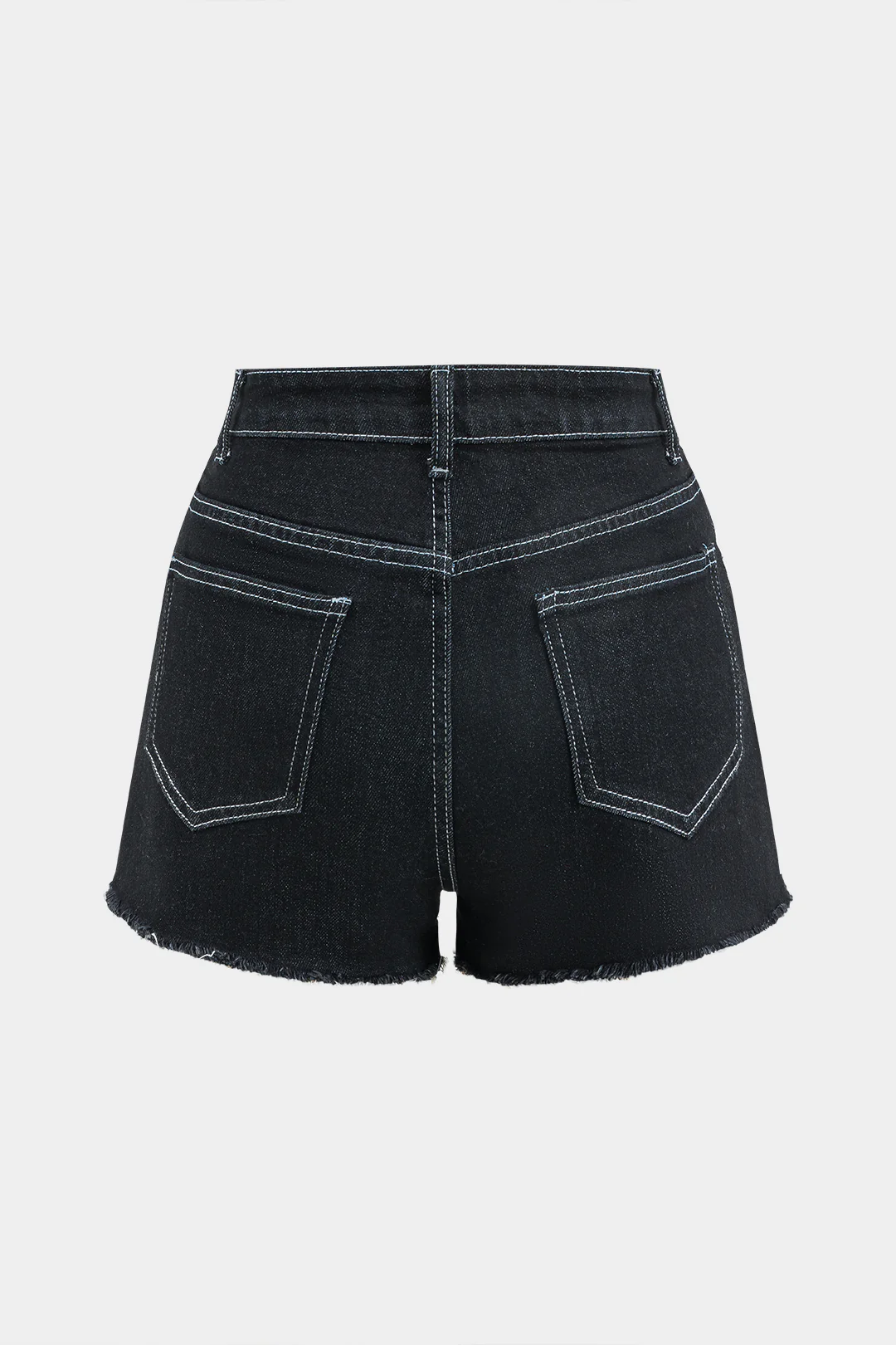 Denim Contrast Stitching Detail Bustier Tube Top and Shorts Set