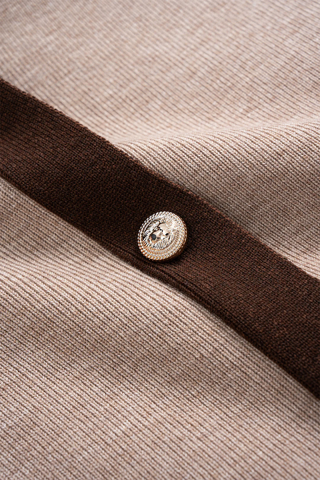 Knit Contrast V-Neck Long-Sleeve Top And Button Skirt Set