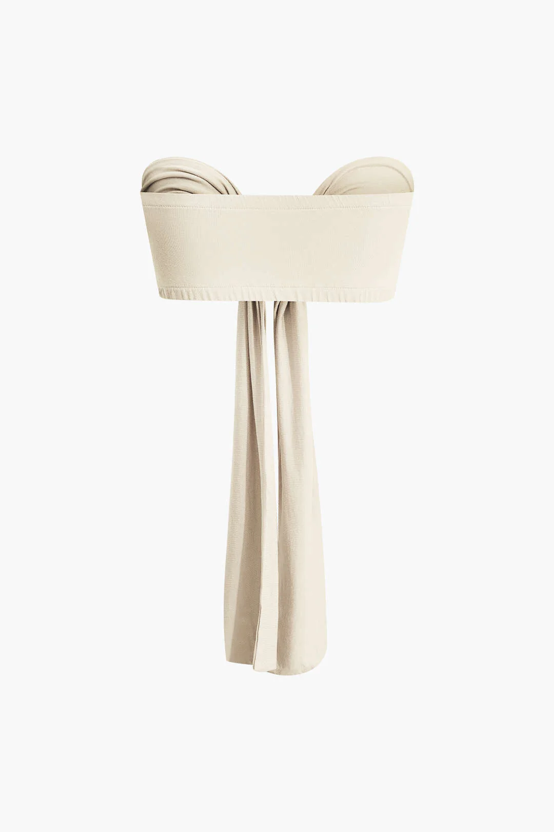 Tie Knot Front Ruched Tube Top and Pleated Wide-Leg Pants Set