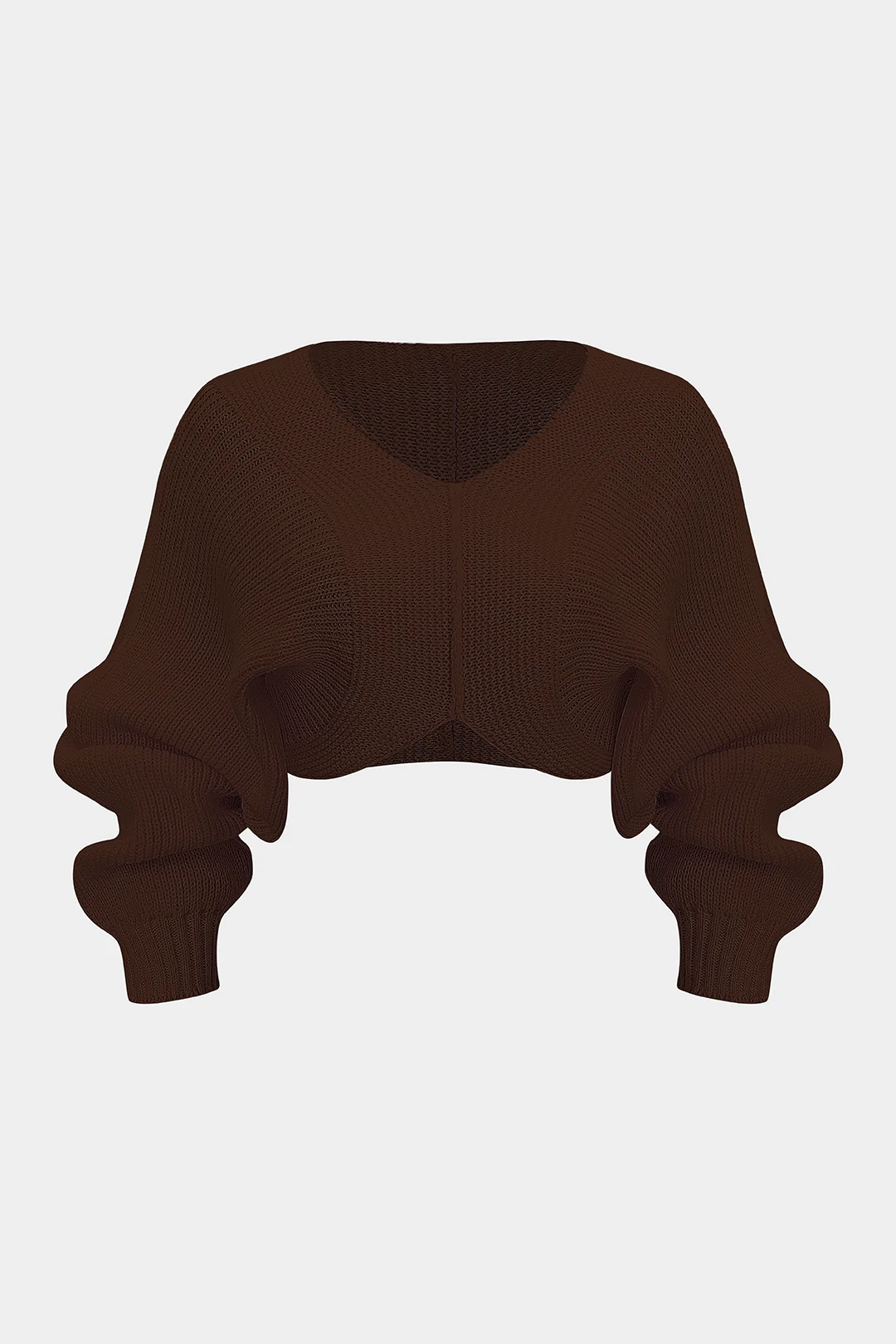 Knit V-Neck Long-Sleeve Top