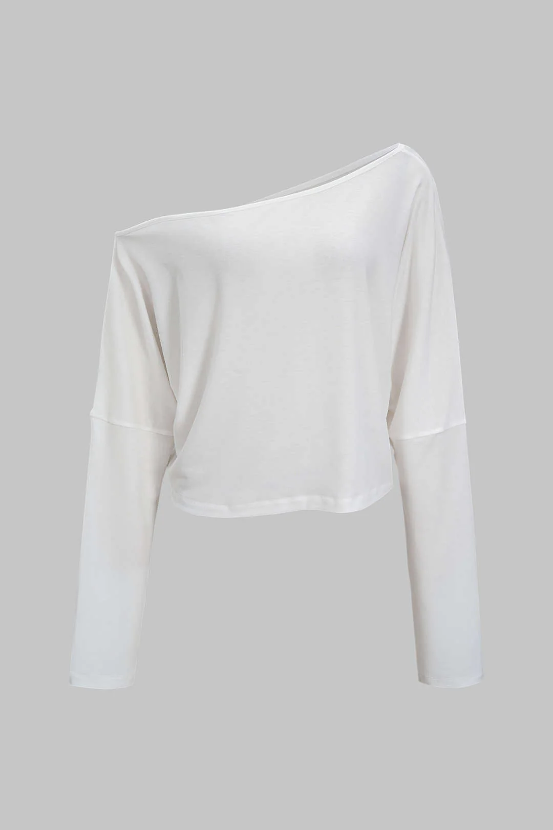 Asymmetrical Neck Long-Sleeved Top