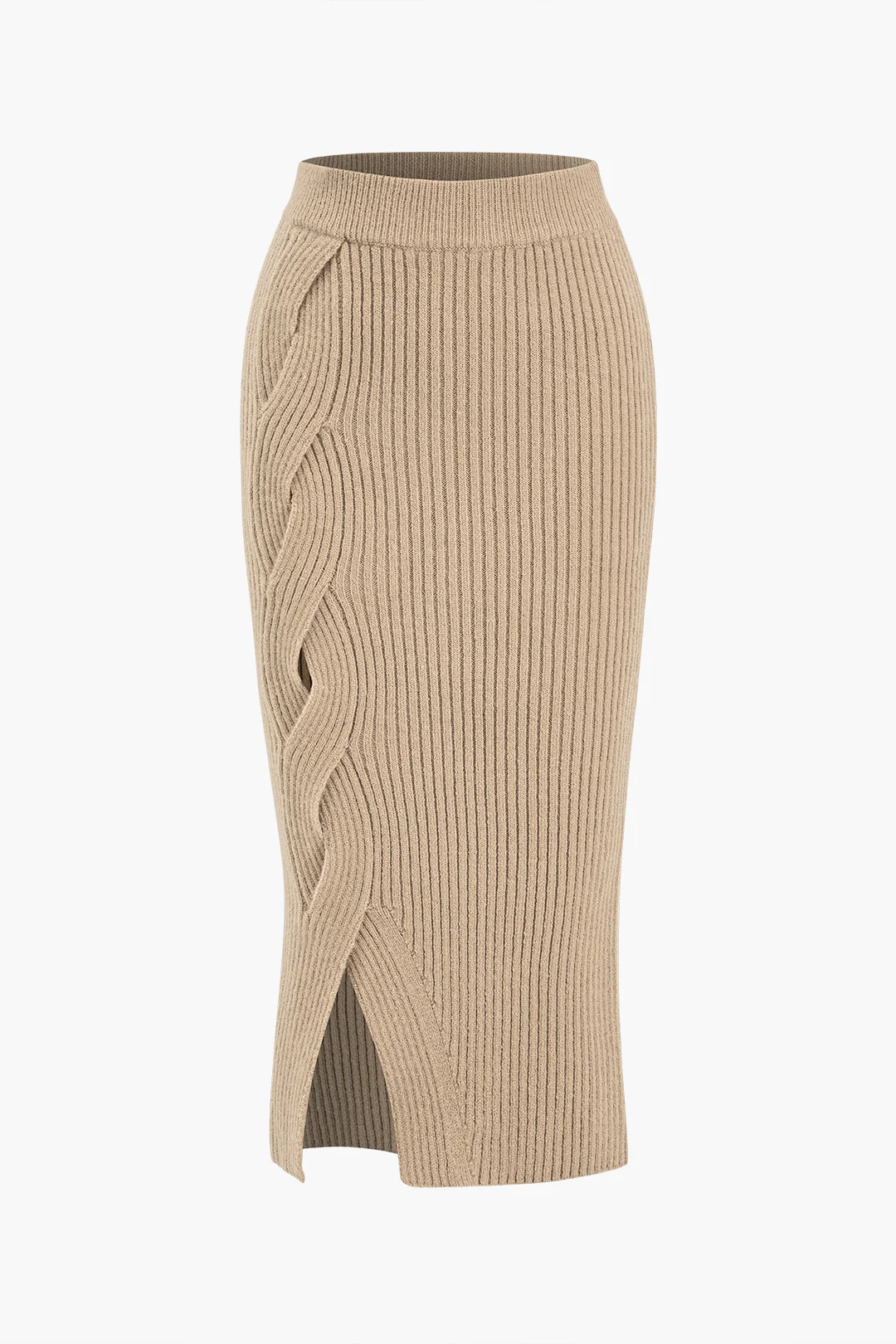 Crossed Sweater Asymmetrical Midi Skirt