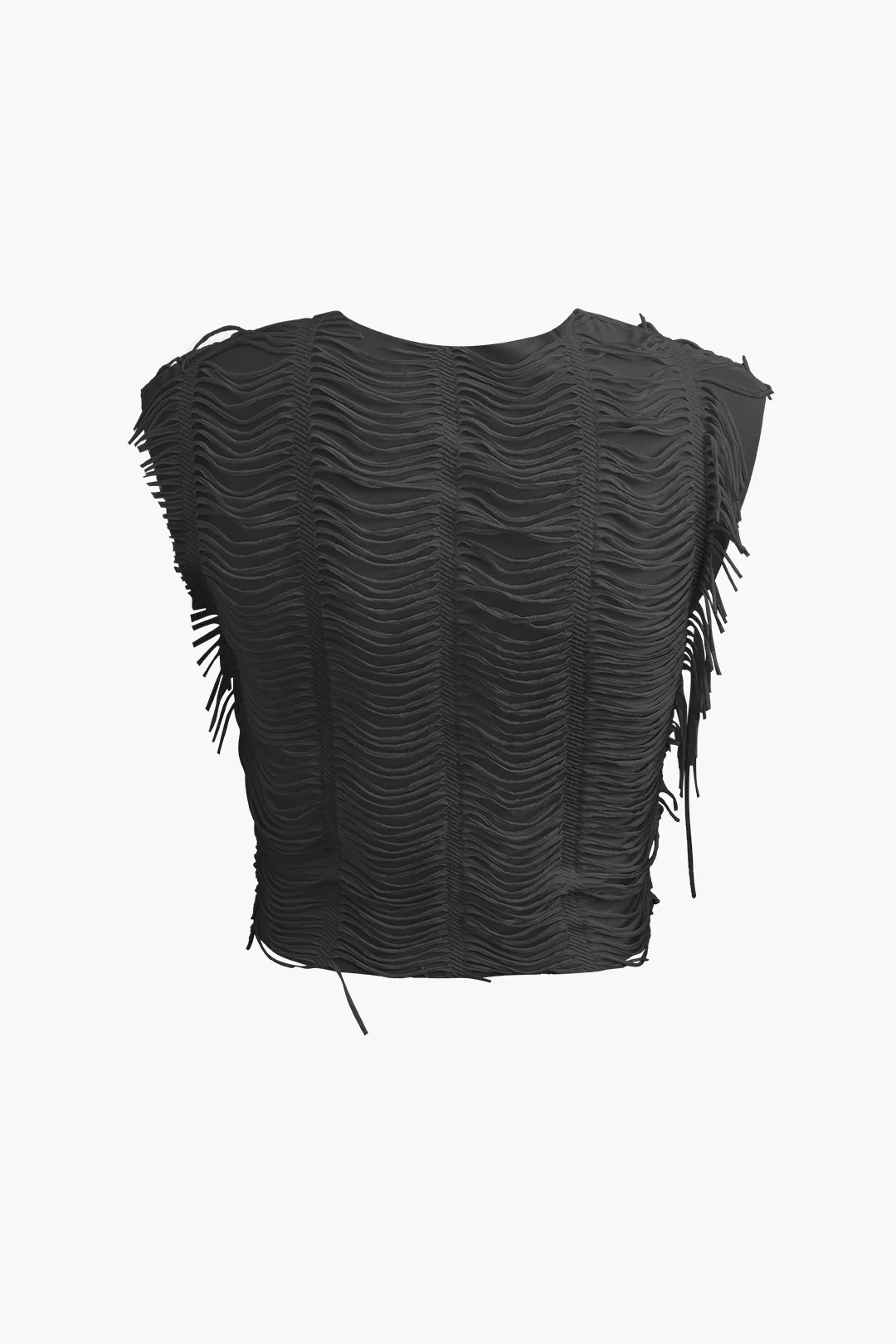 Distressed V-neck Cap Sleeve Crop Top and Slit Maxi Skirt Outfit Set