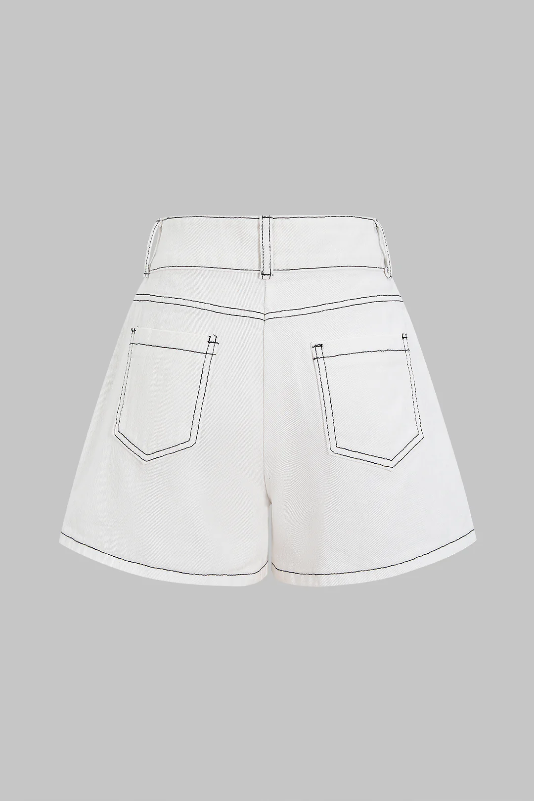 Denim High Waist Tie-Up Contrast Whipstitching Shorts