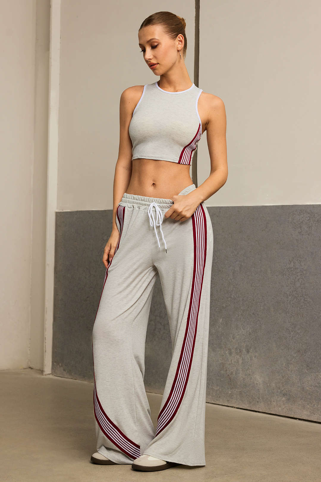 Striped Tank Top and Wide-Leg Pants Set