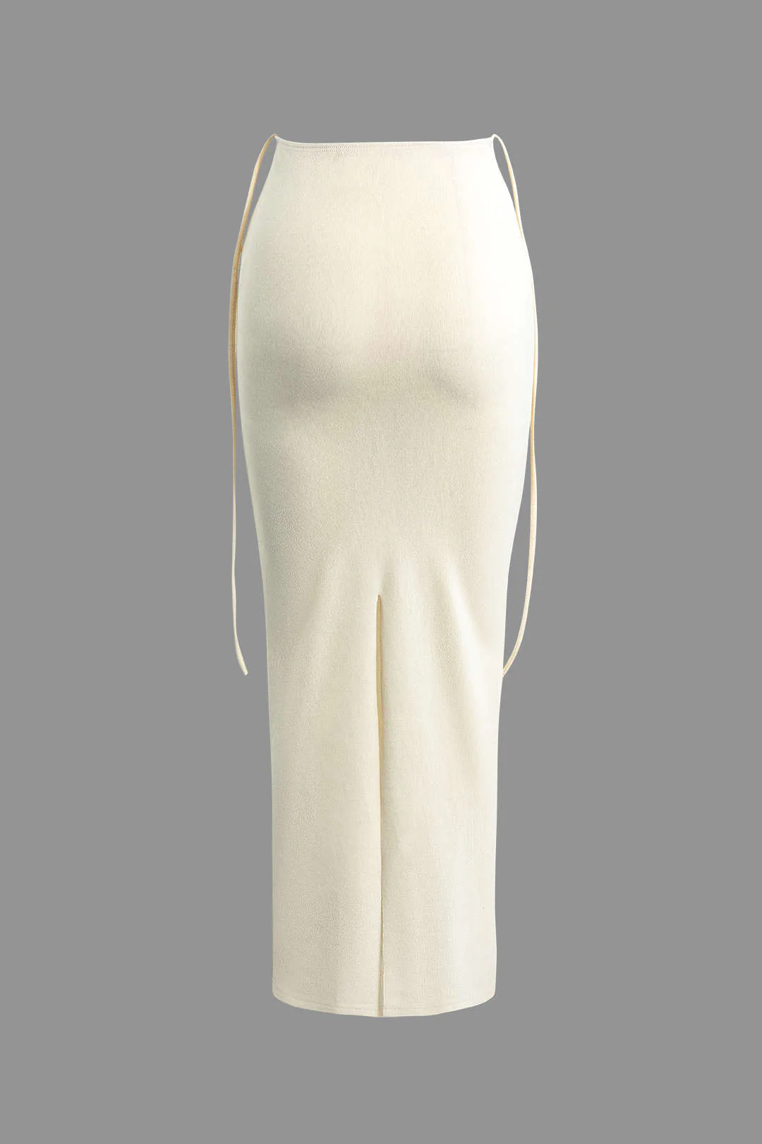 Twist Tie Halter Long Sleeve Bra Top and Maxi Skirt Outfit Set