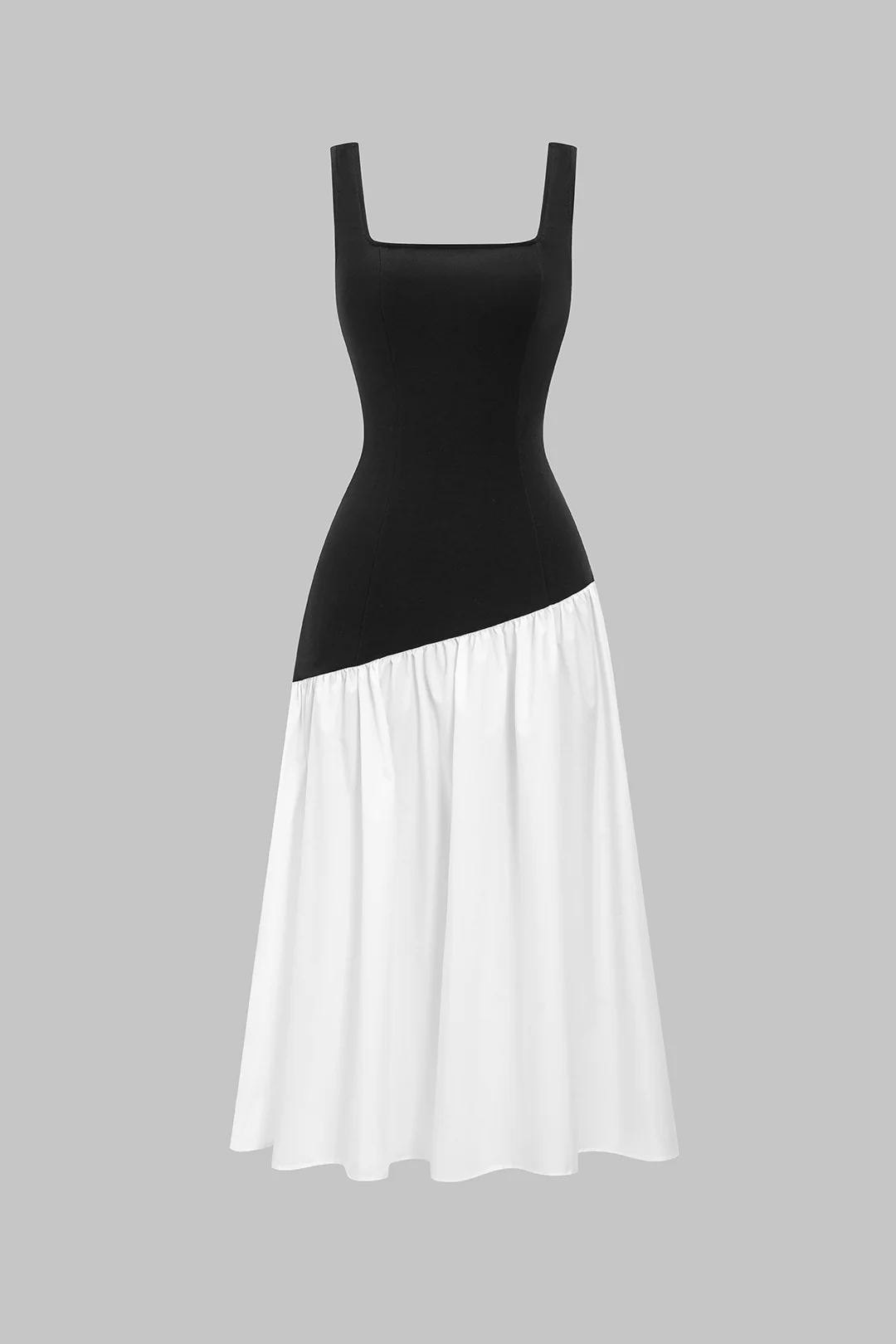 Contrast Tank Sleeveless Midi Dress