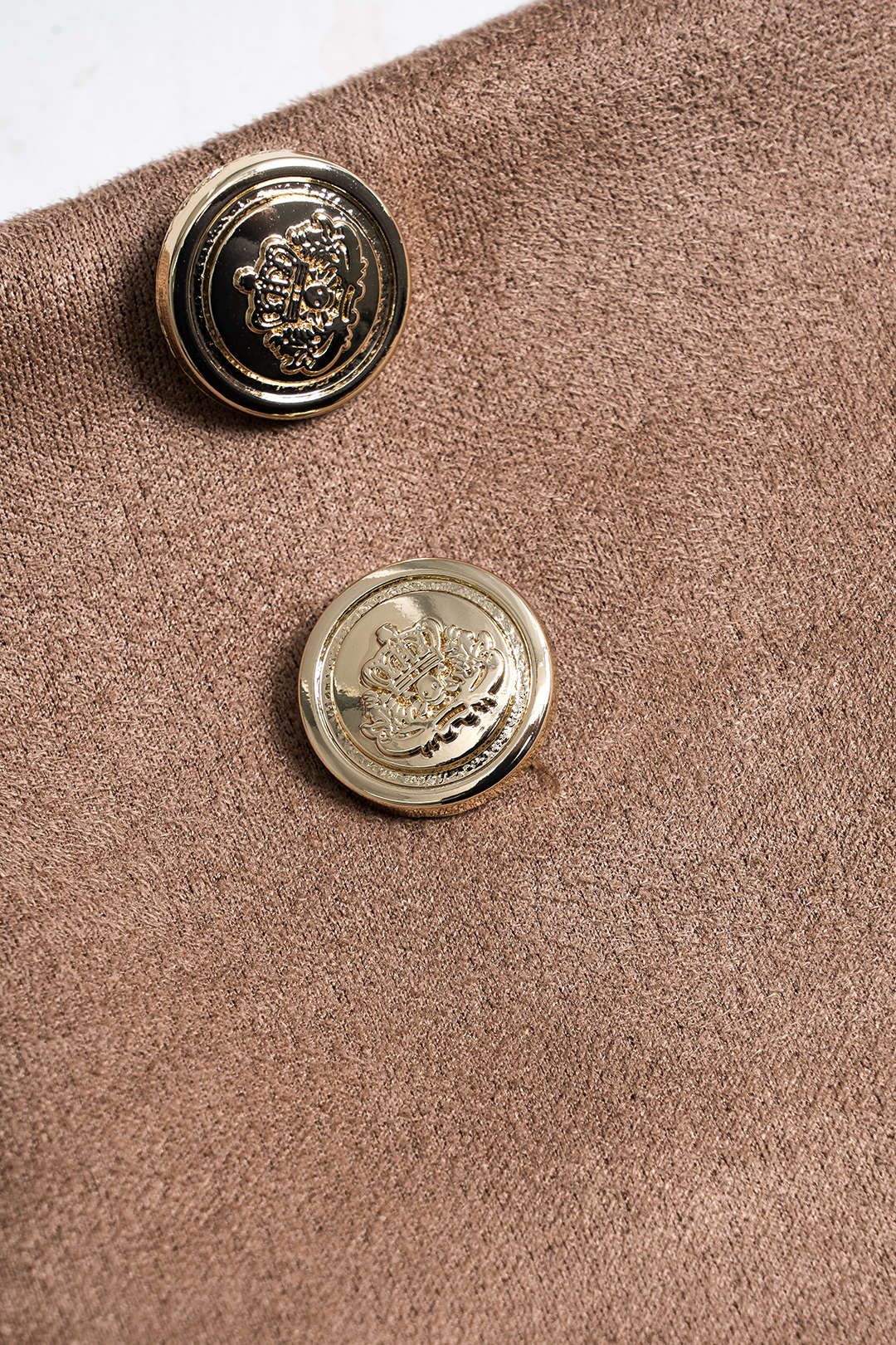 Metallic Button Pleated Suede Skirt