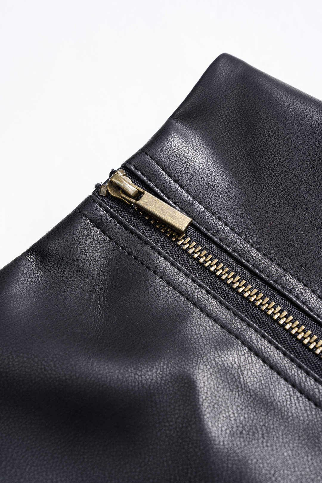 Faux Leather Ruched Zip Shorts