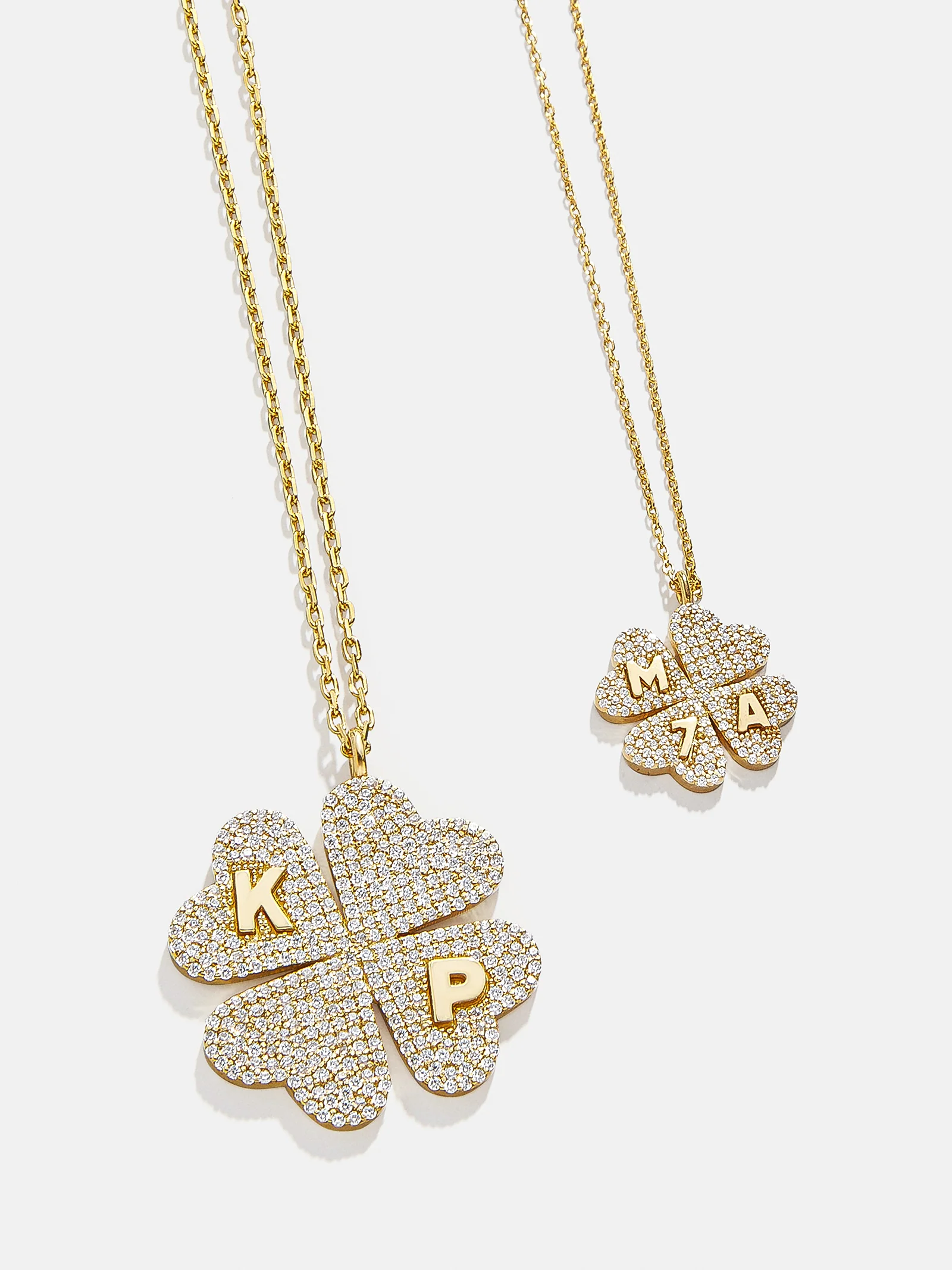 Clover 18K Gold Custom Pendant Necklace - 18K Gold Plated Sterling Silver. Pavé Cubic Zirconia Stones