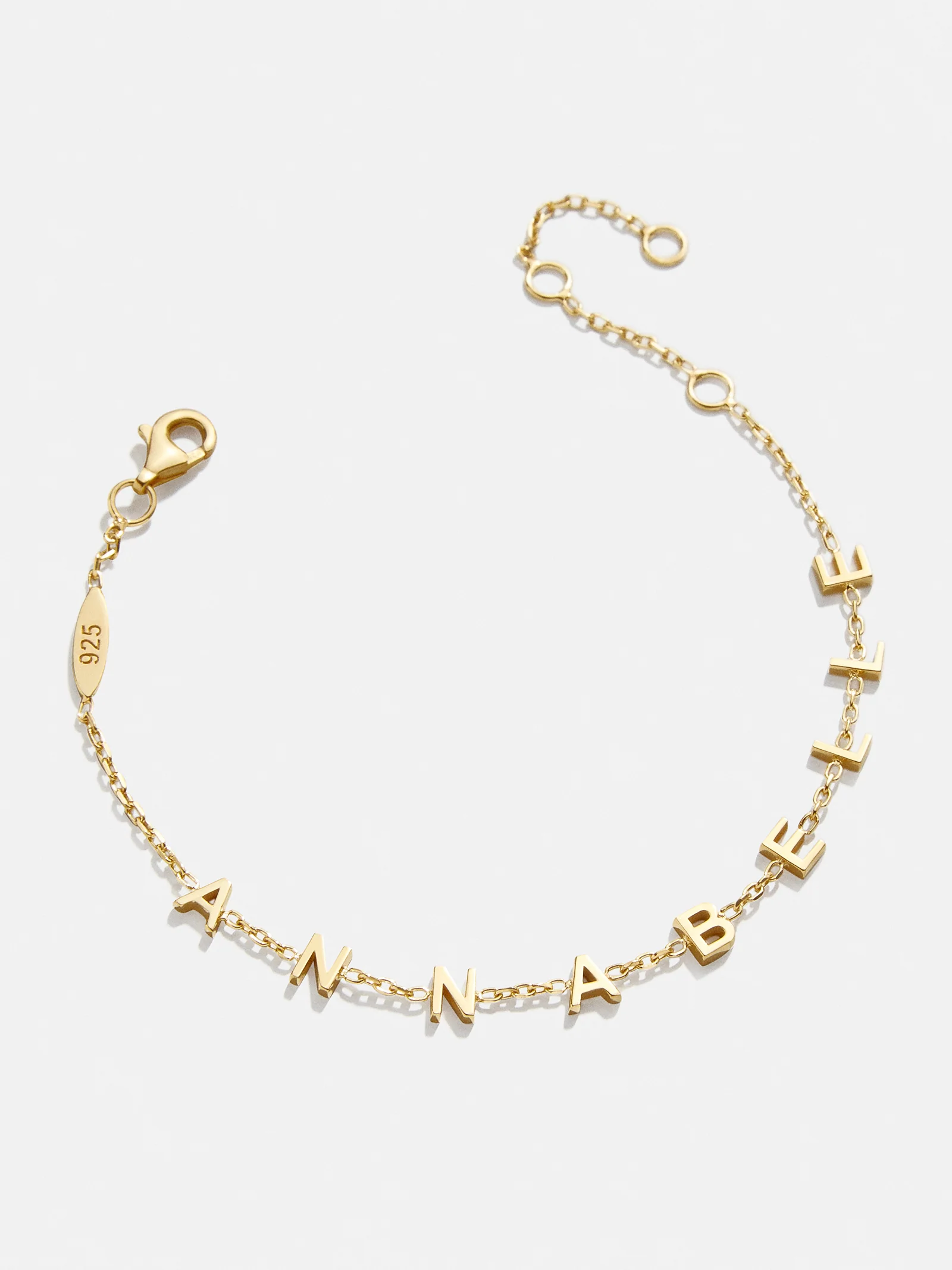 Mini 18K Gold Custom Spaced Letter Name Bracelet - 18K Gold Plated Sterling Silver