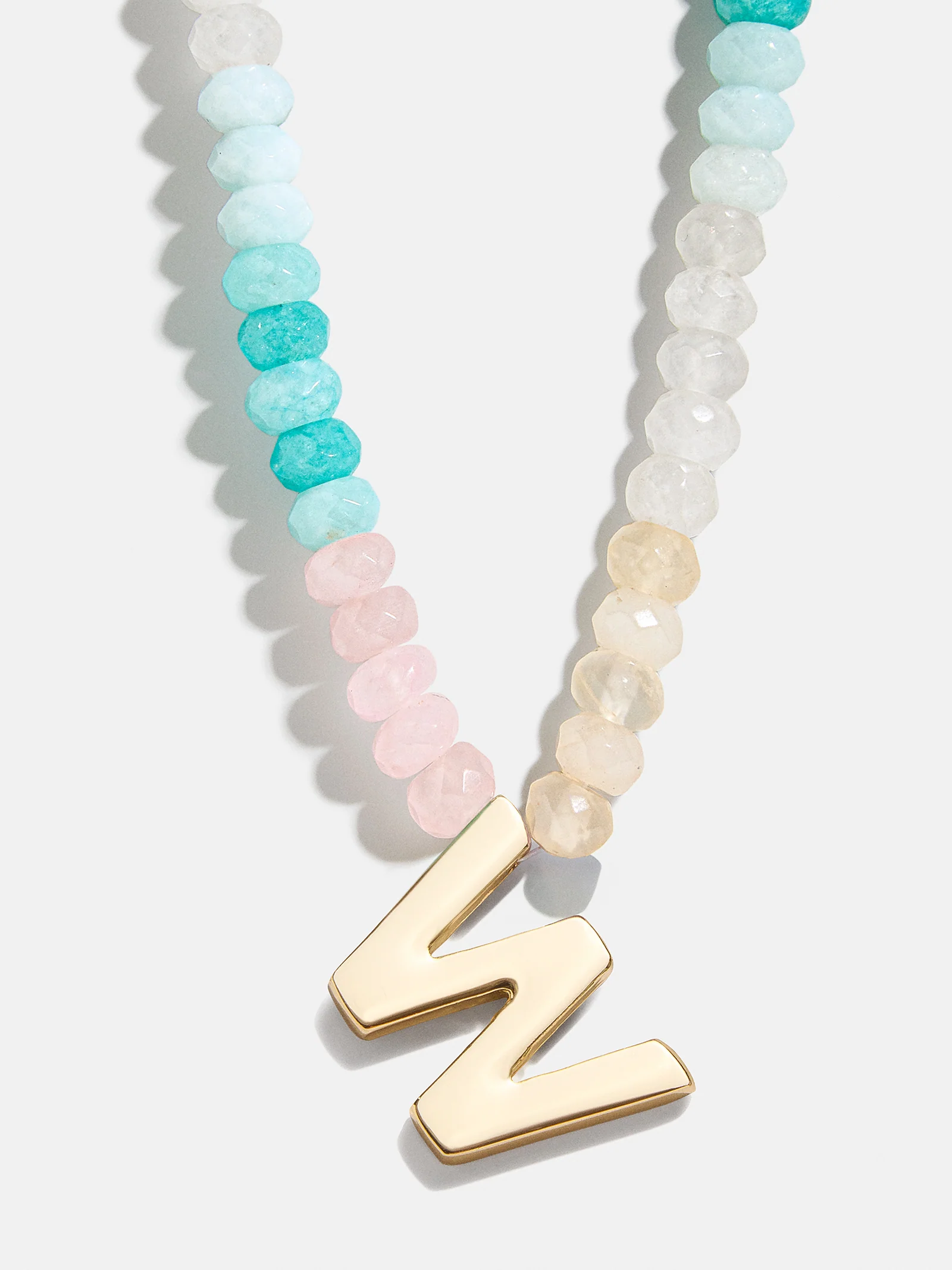 Semi-Precious Block Initial Necklace - Light Multi