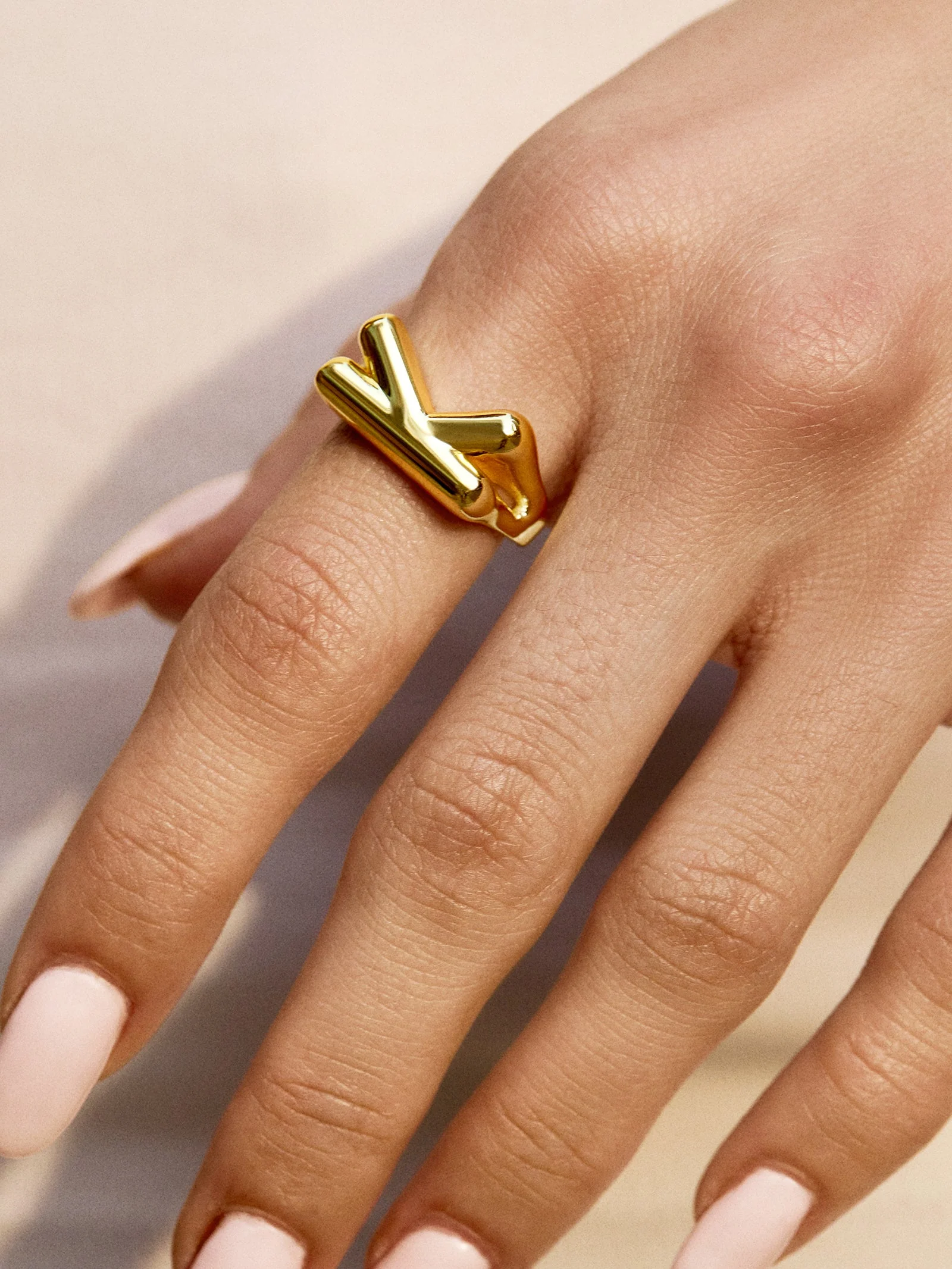 Bubble Initial Ring - Gold Plated Brass