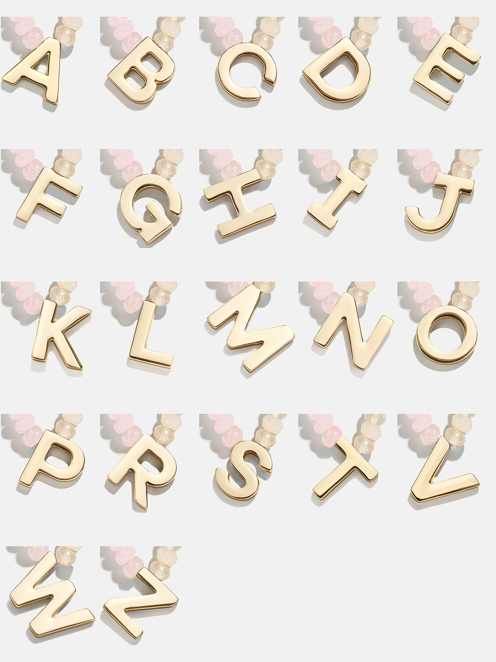 Semi-Precious Block Initial Necklace - Light Multi