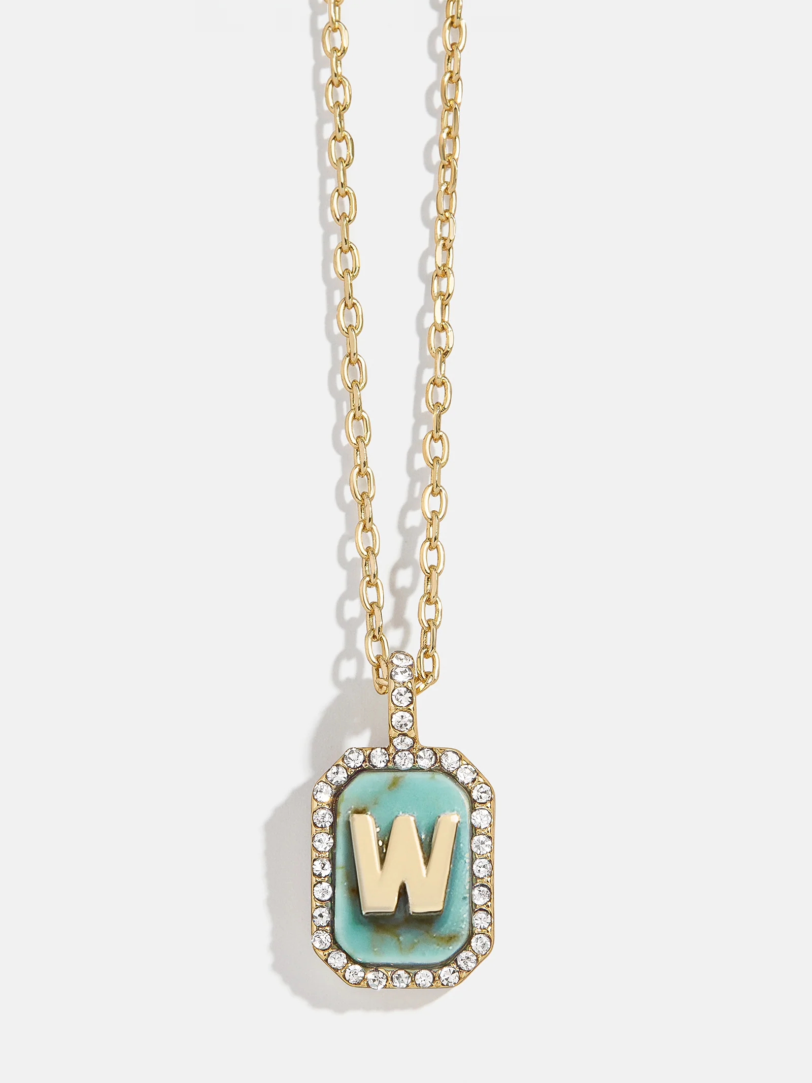 Gold & Turquoise Initial Necklace - Turquoise Stone