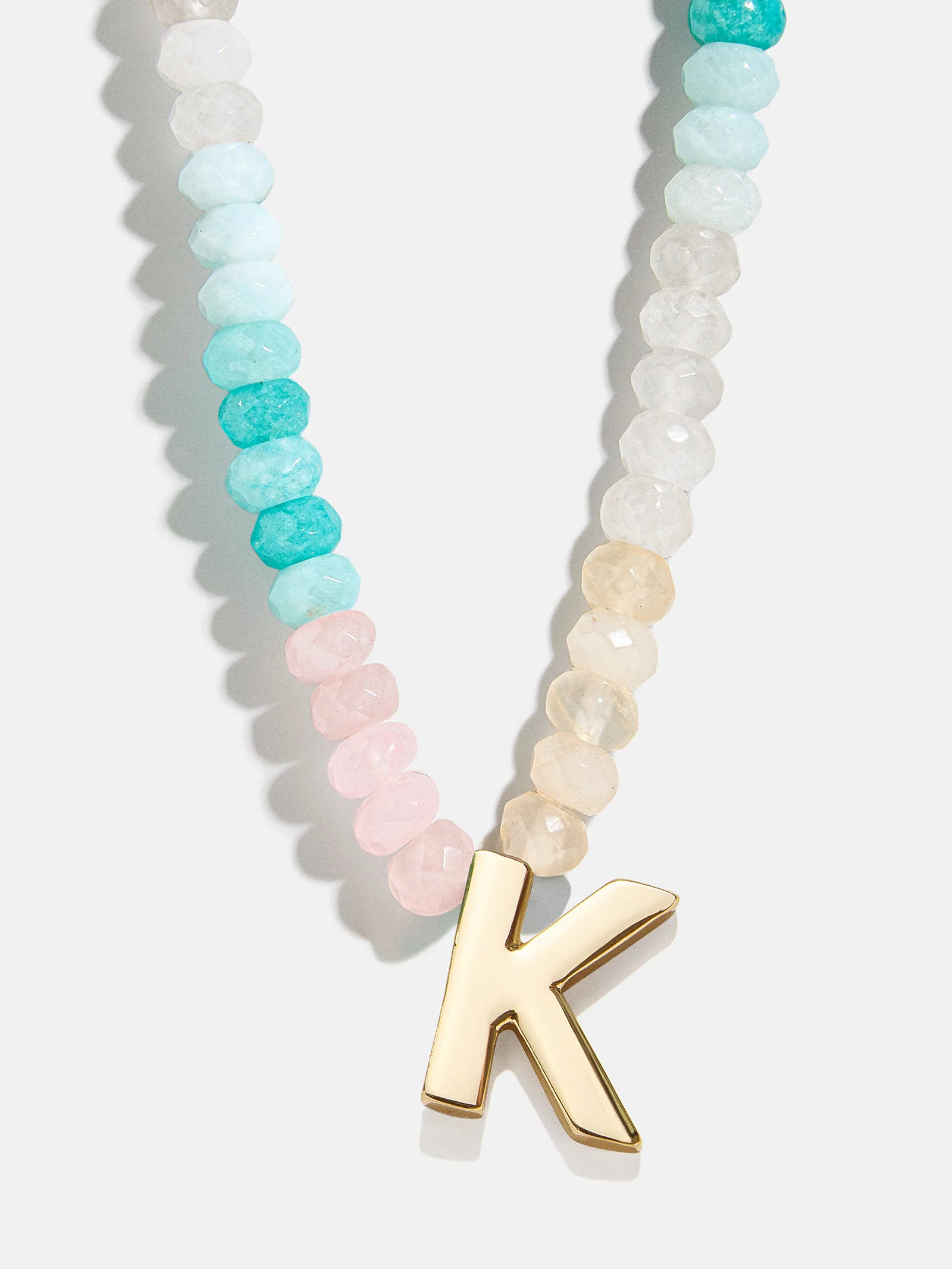 Semi-Precious Block Initial Necklace - Light Multi