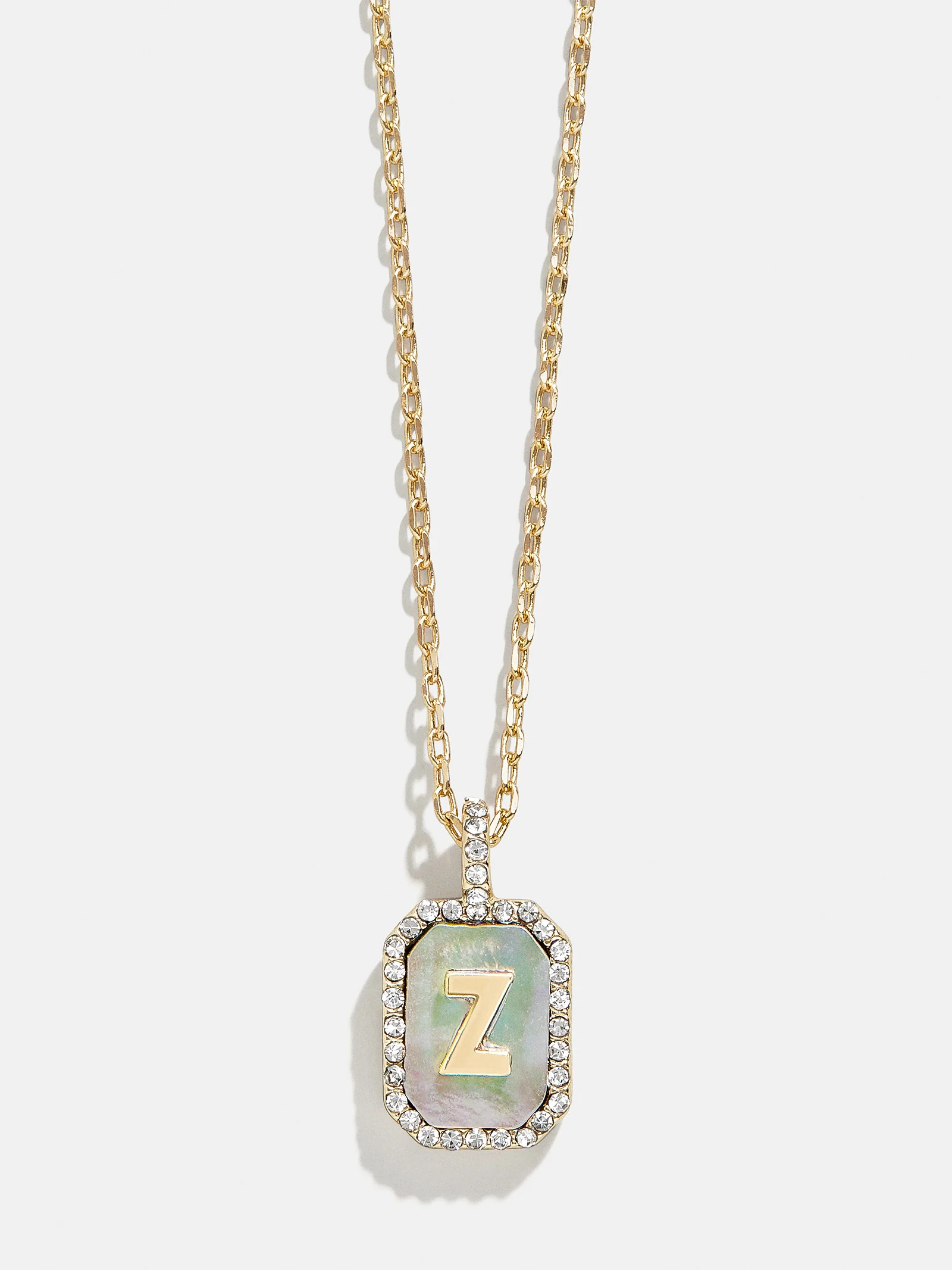Gold & Mother Of Pearl Initial Necklace - Dark Mother Of Pearl