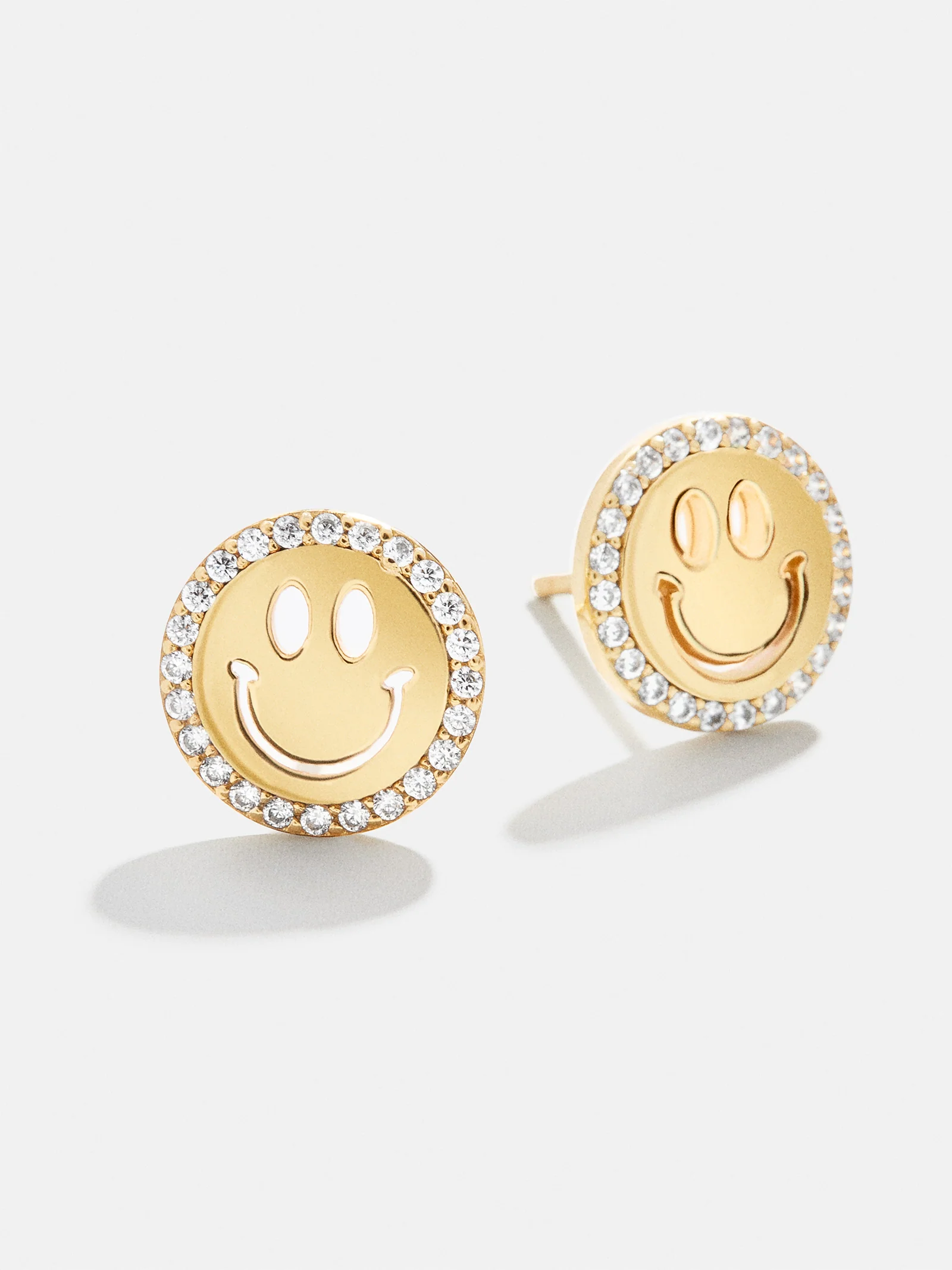All Smiles 18K Gold Kids' Earrings - Pavé Smiley
