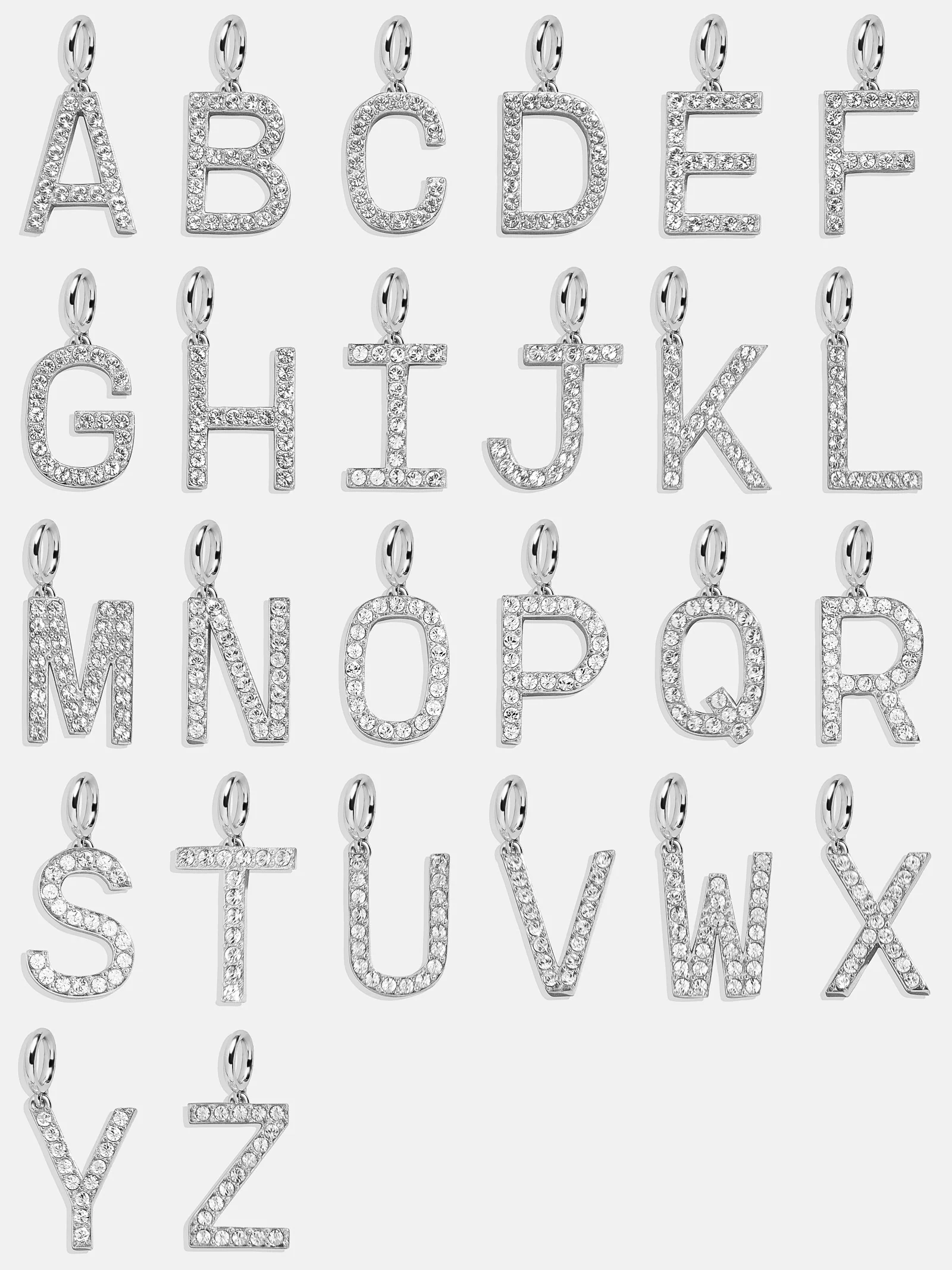 Silver Pave Initial Cluster Charm - Q