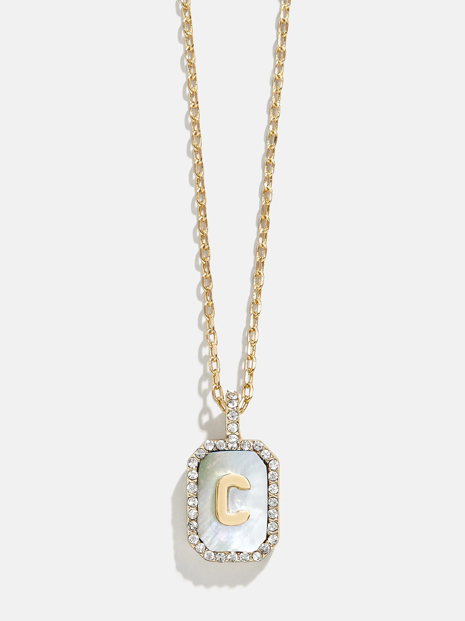 Gold & Mother Of Pearl Initial Necklace - Dark Mother Of Pearl