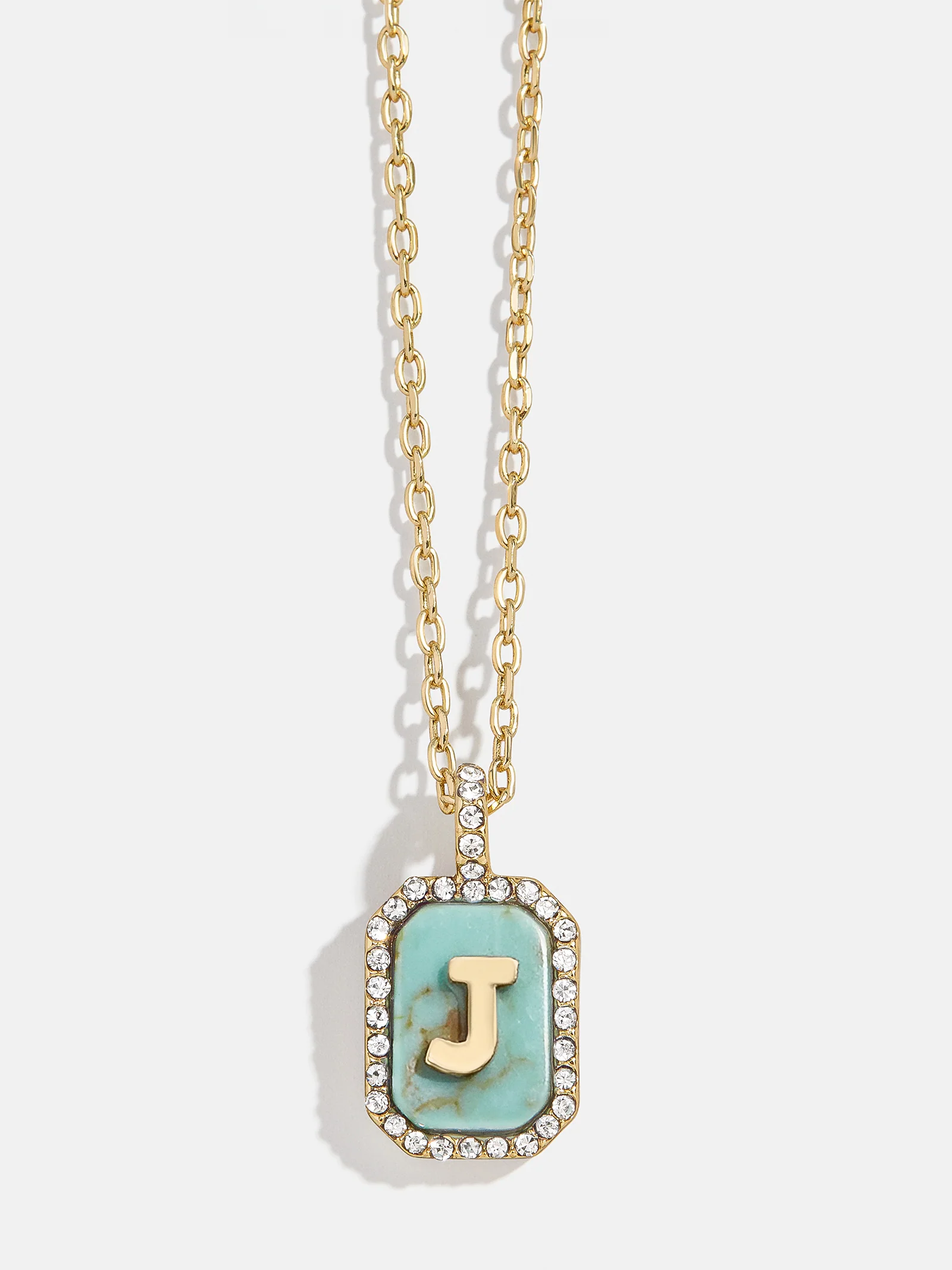 Gold & Turquoise Initial Necklace - Turquoise Stone