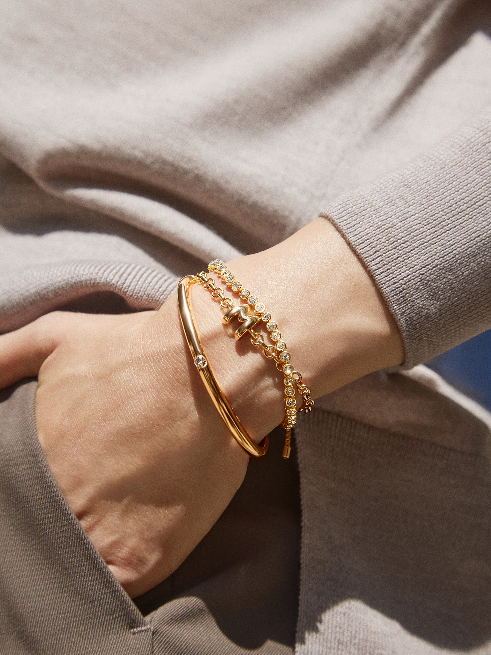 Chunky Bubble Initial Bracelet - Gold