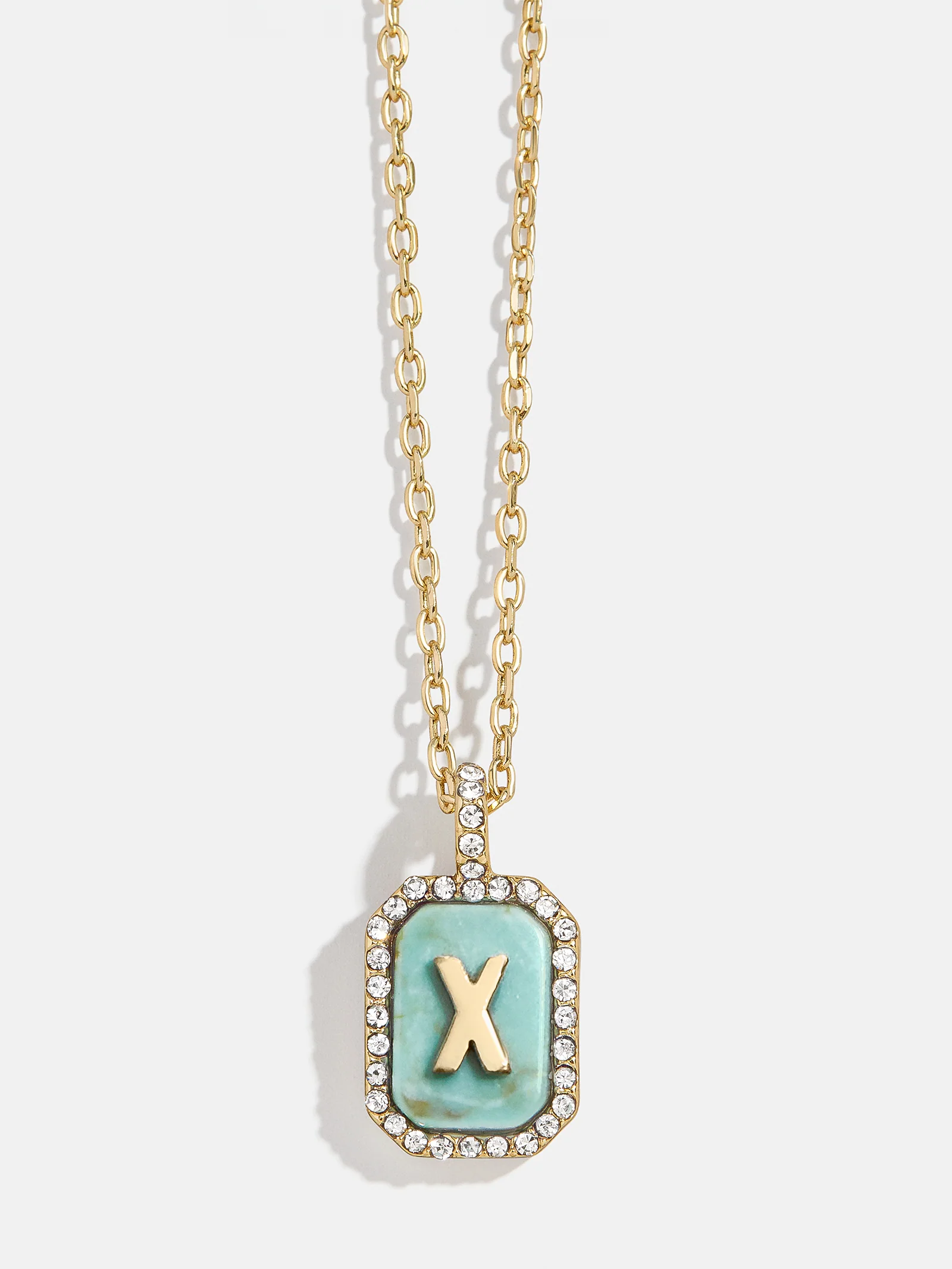Gold & Turquoise Initial Necklace - Turquoise Stone