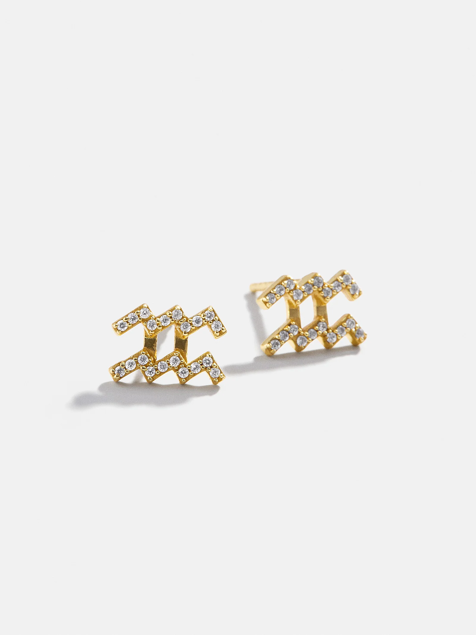 18K Gold Zodiac Earrings - 18K Gold Plated Sterling Silver. Pavé Cubic Zirconia Stones