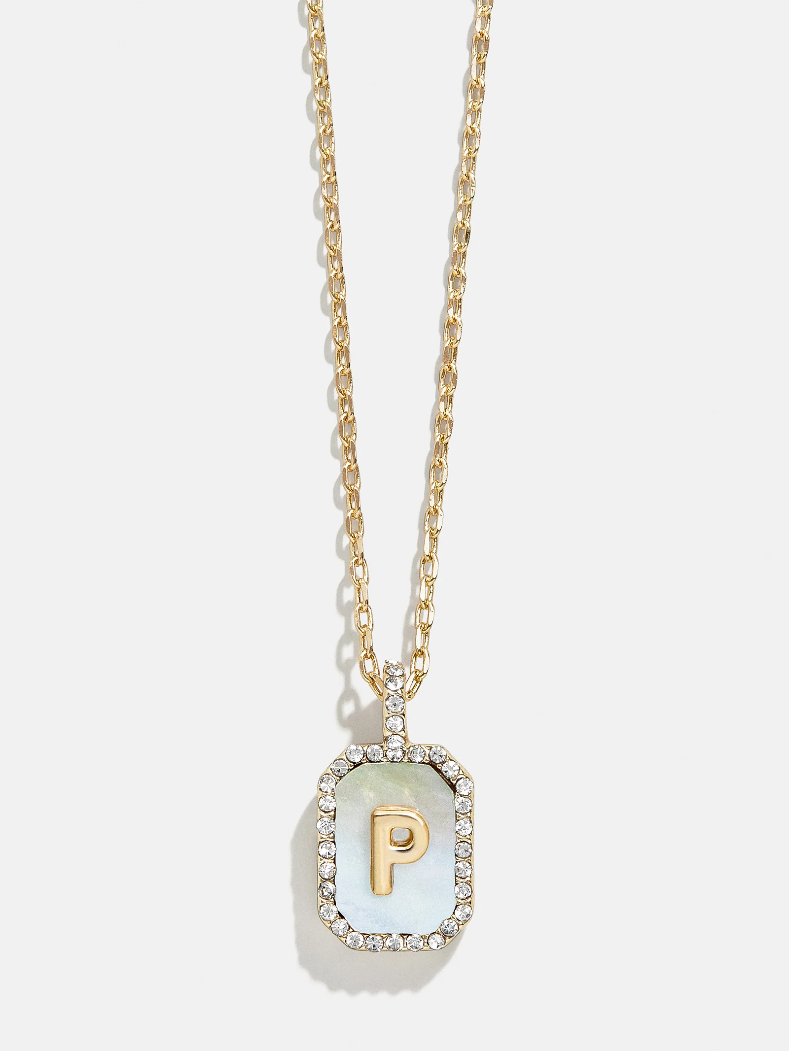 Gold & Mother Of Pearl Initial Necklace - Dark Mother Of Pearl