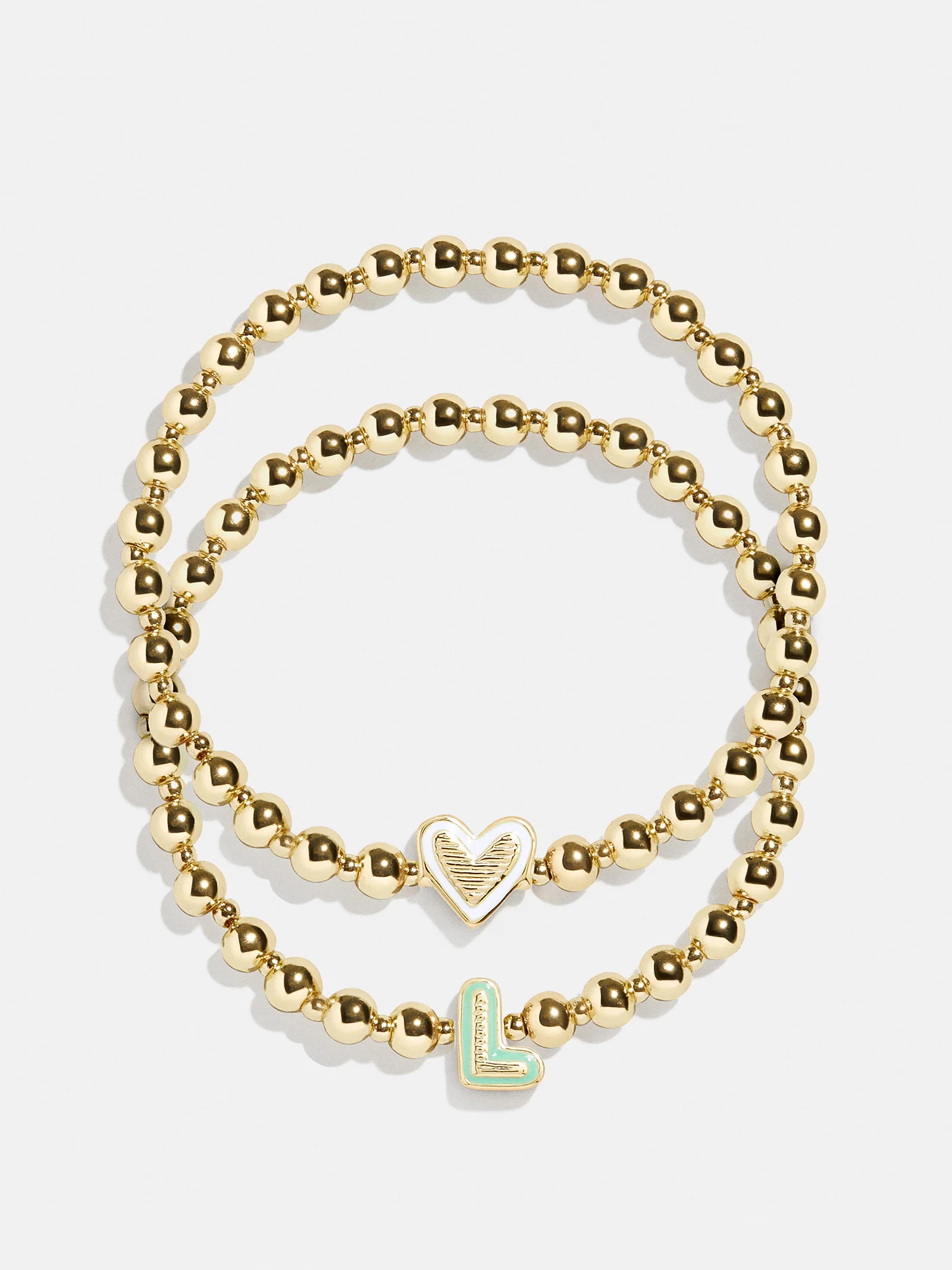 Initial & Heart Kids' Pisa Bracelet Set - Gold