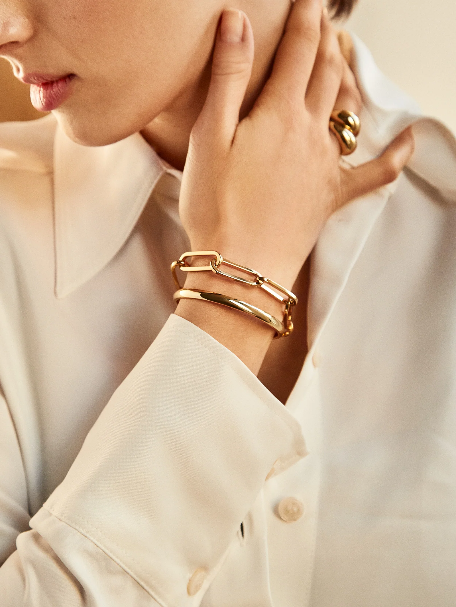 Hera Bracelet - Large Gold Plated Brass