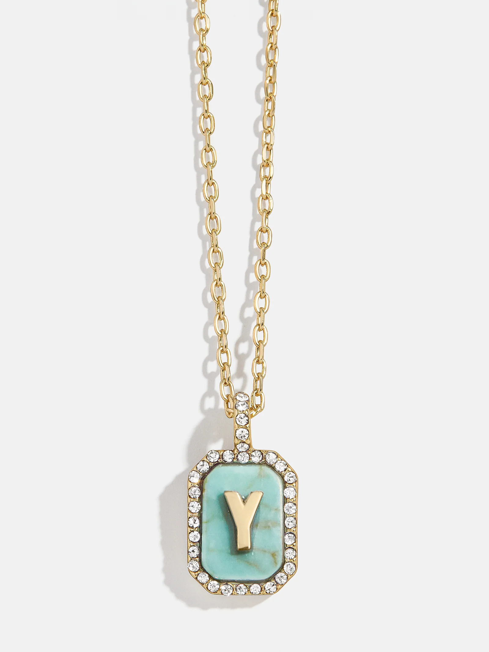 Gold & Turquoise Initial Necklace - Turquoise Stone
