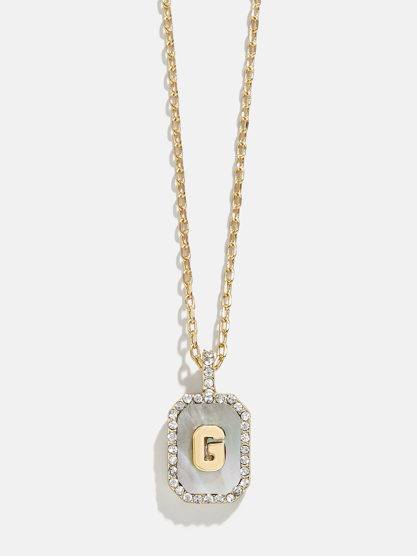 Gold & Mother Of Pearl Initial Necklace - Dark Mother Of Pearl