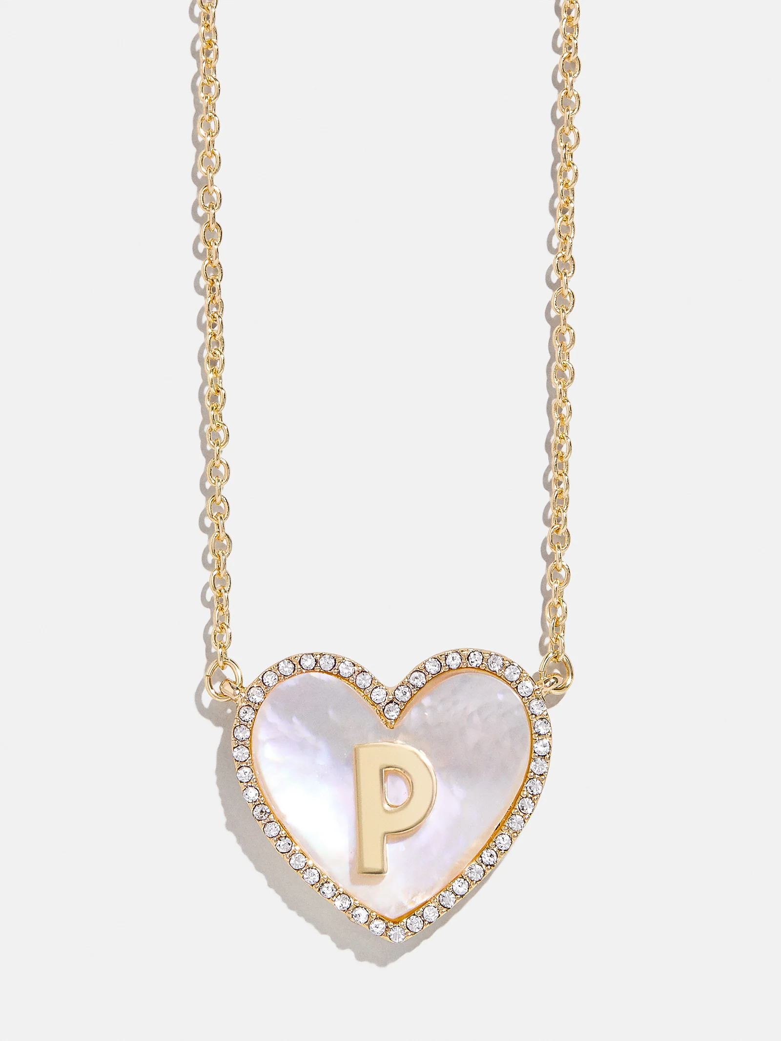 Heart Initial Pendant Necklace - Gold/Pavé