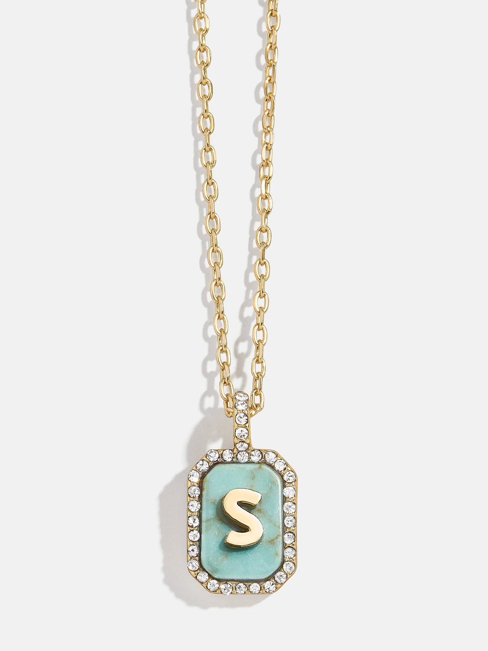 Gold & Turquoise Initial Necklace - Turquoise Stone