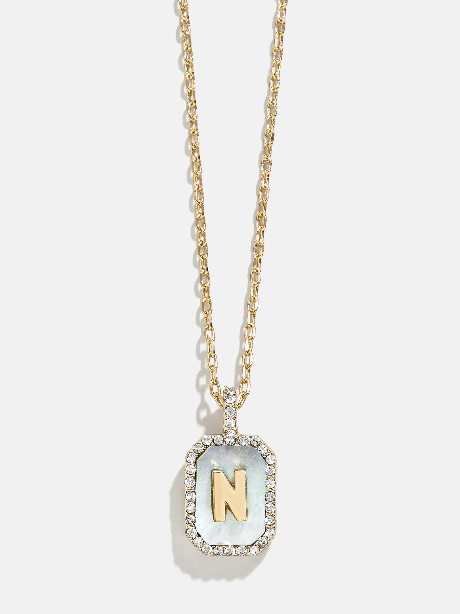 Gold & Mother Of Pearl Initial Necklace - Dark Mother Of Pearl